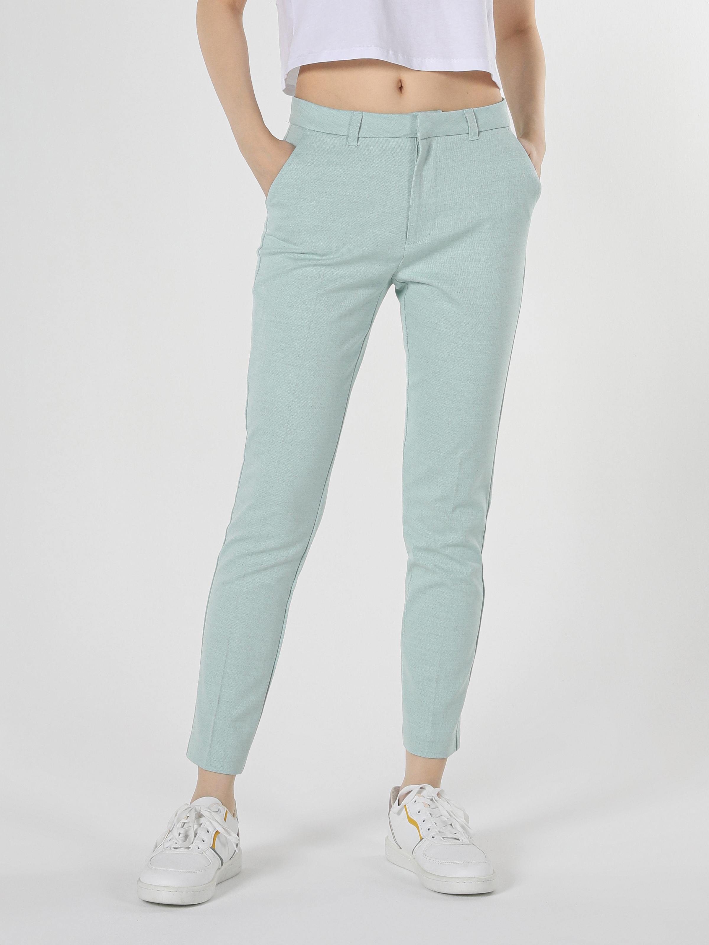 Afișați detalii pentru Pantaloni De Dama Verde Slim Fit  Cl1053351