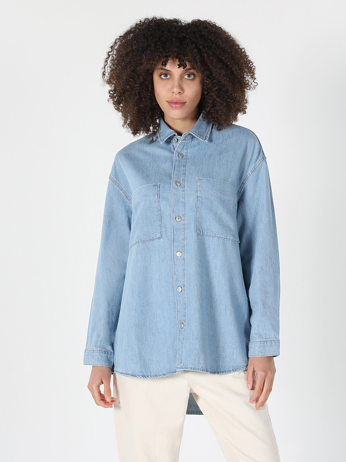 Afișați detalii pentru Camasa Cu Maneca Lunga De Dama Denim Oversize Fit  Cl1058086