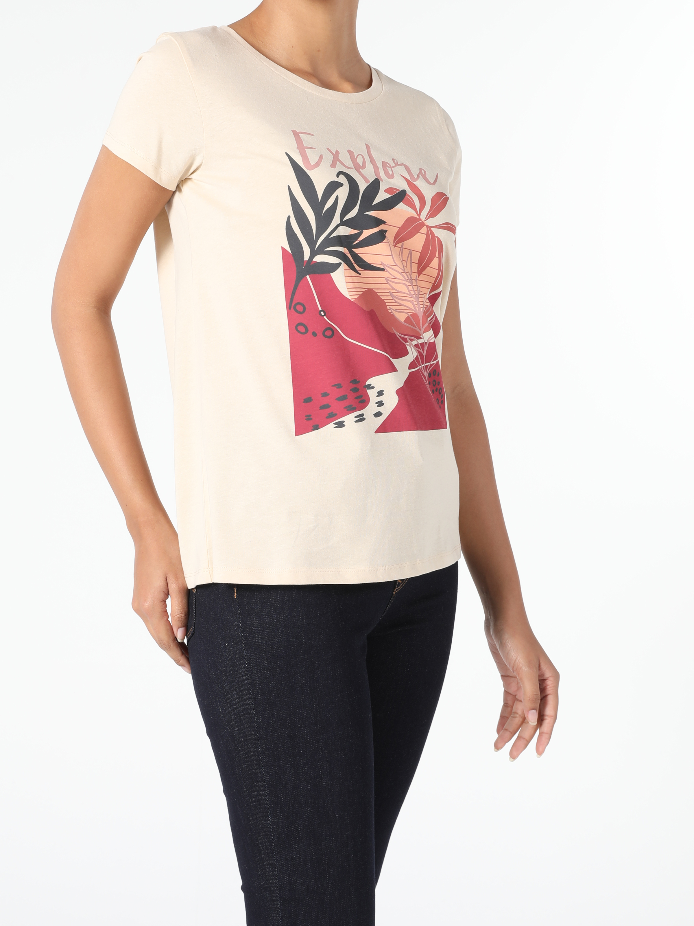 Afișați detalii pentru Tricou Cu Maneca Scurta De Dama Bej Regular Fit 