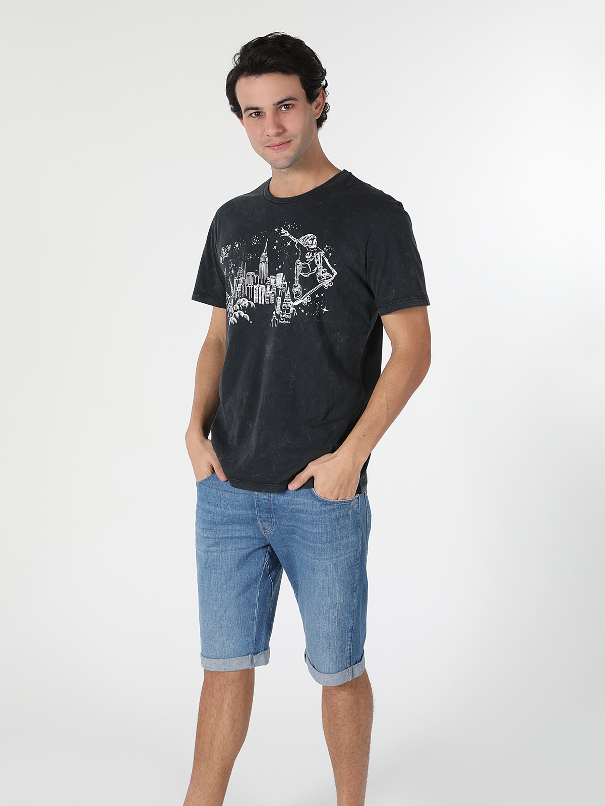 Afișați detalii pentru Tricou Cu Maneca Scurta De Barbati Antracit Regular Fit  Cl1057134