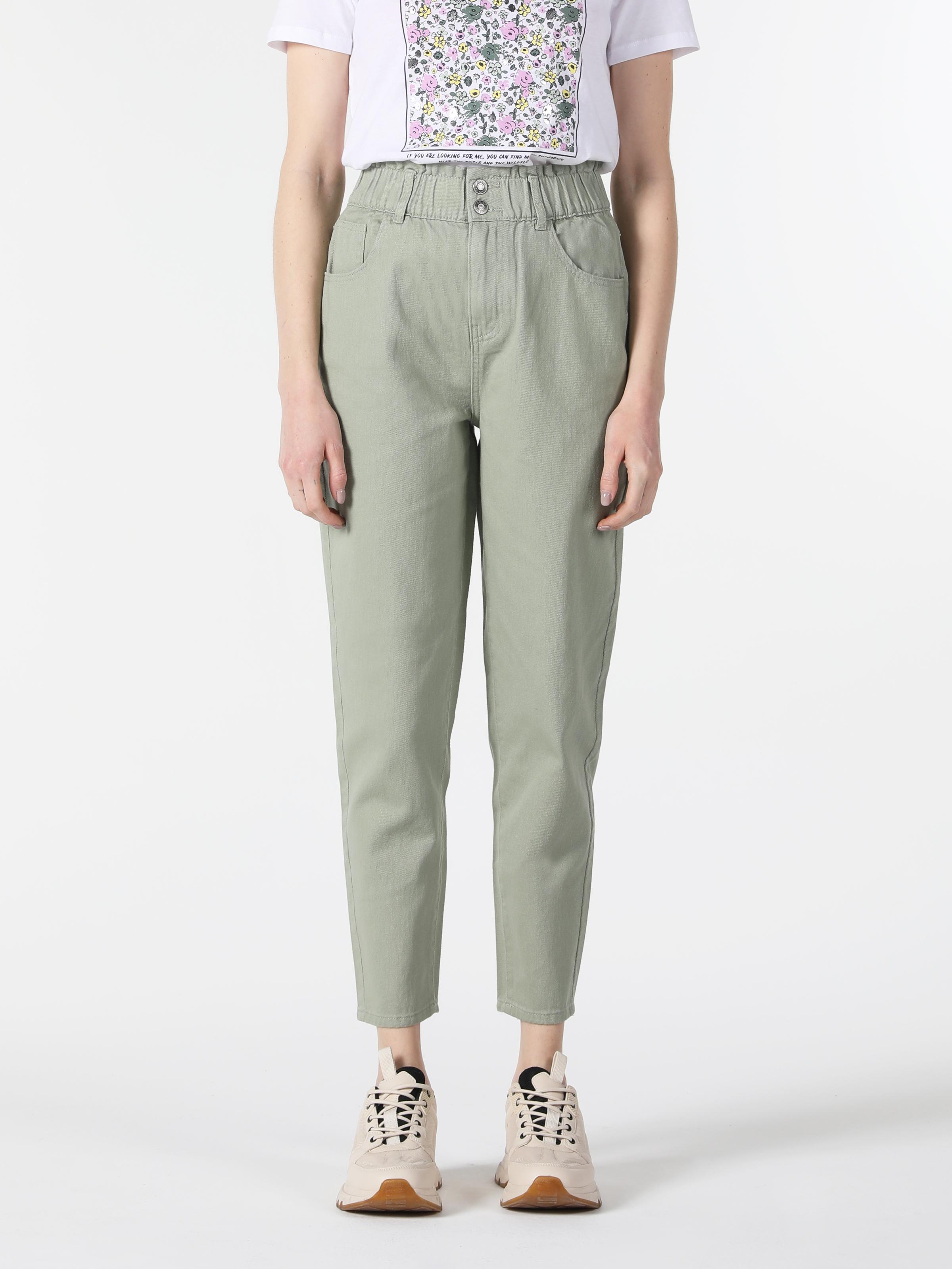 Afișați detalii pentru Pantaloni De Dama Verde Baggy Fit  Cl1057304