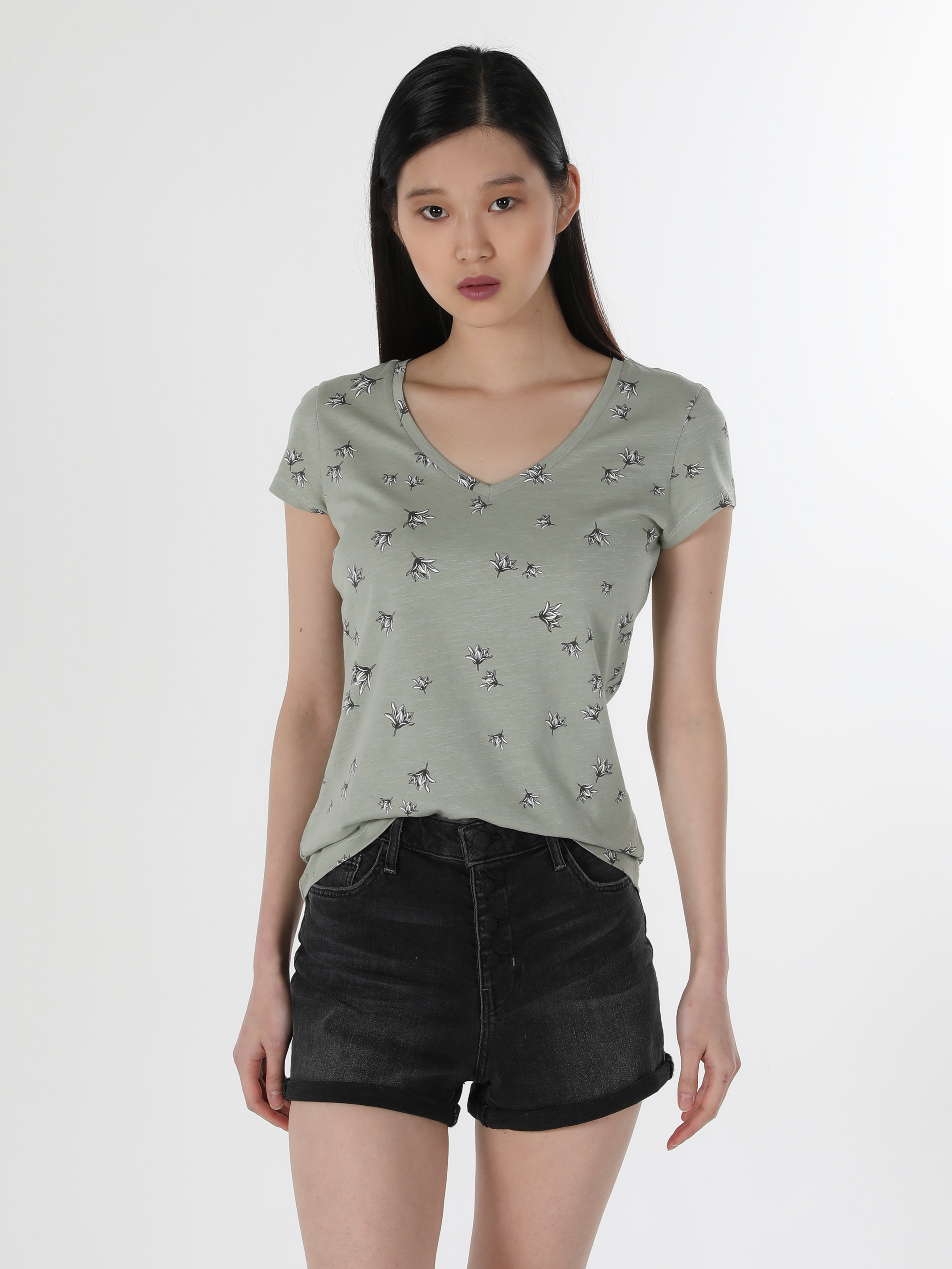 Afișați detalii pentru Tricou Cu Maneca Scurta De Dama Verde Slim Fit  Cl1059030