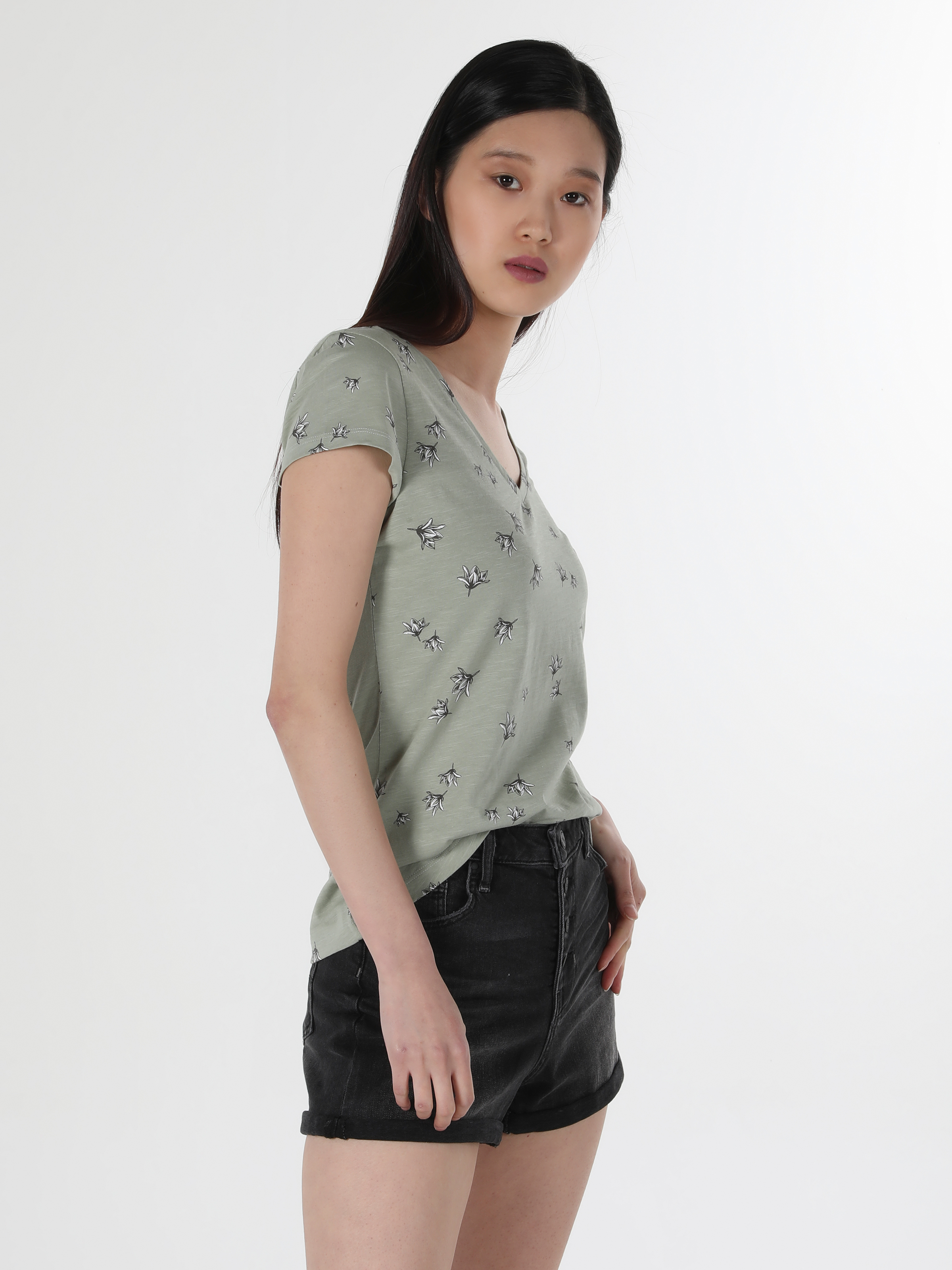Afișați detalii pentru Tricou Cu Maneca Scurta De Dama Verde Slim Fit  Cl1059030