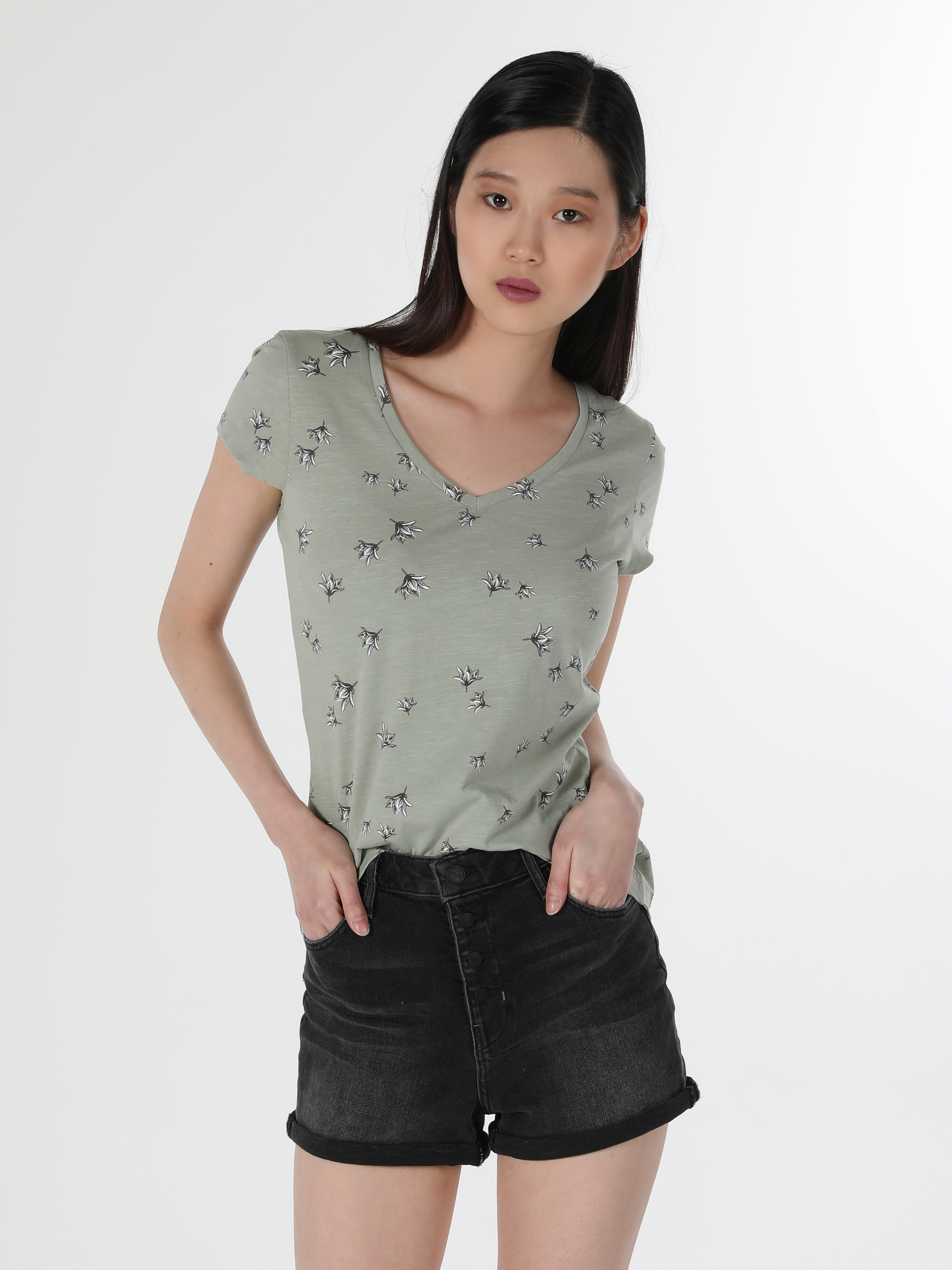 Afișați detalii pentru Tricou Cu Maneca Scurta De Dama Verde Slim Fit  Cl1059030