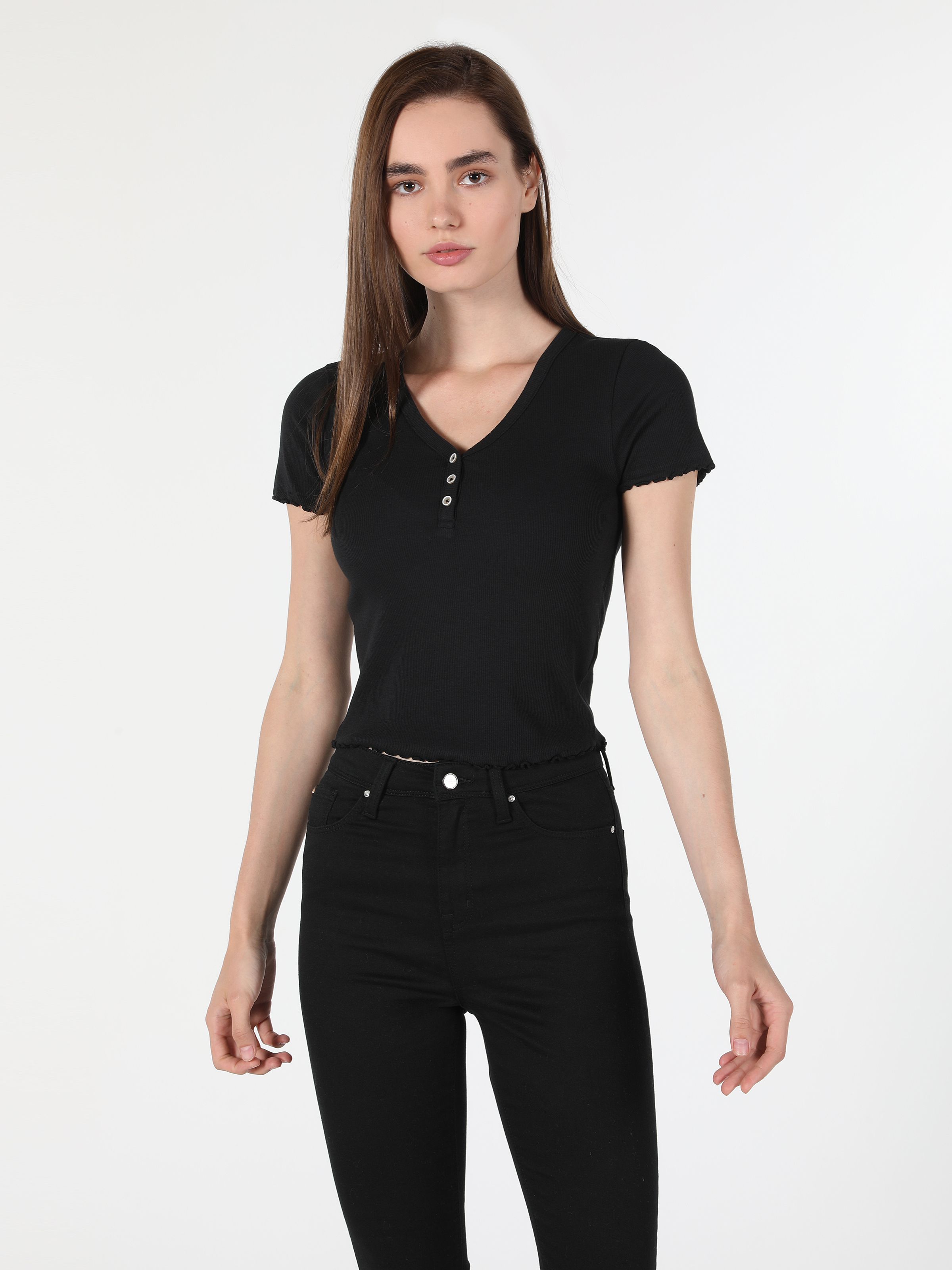 Afișați detalii pentru Tricou Cu Maneca Scurta De Dama Negru   CL1060447