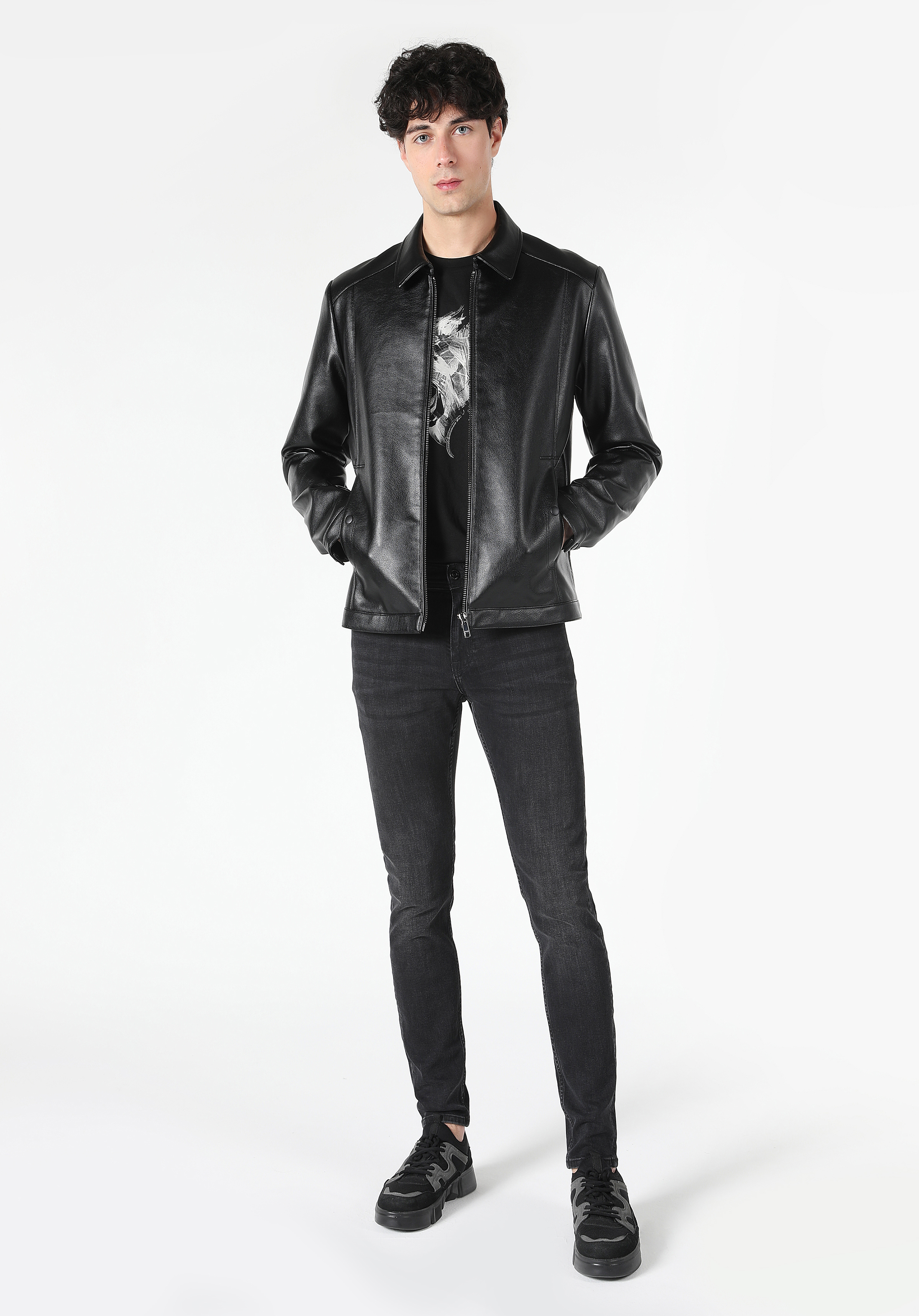Afișați detalii pentru Jacheta De Barbati Negru Slim Fit  Cl1061852