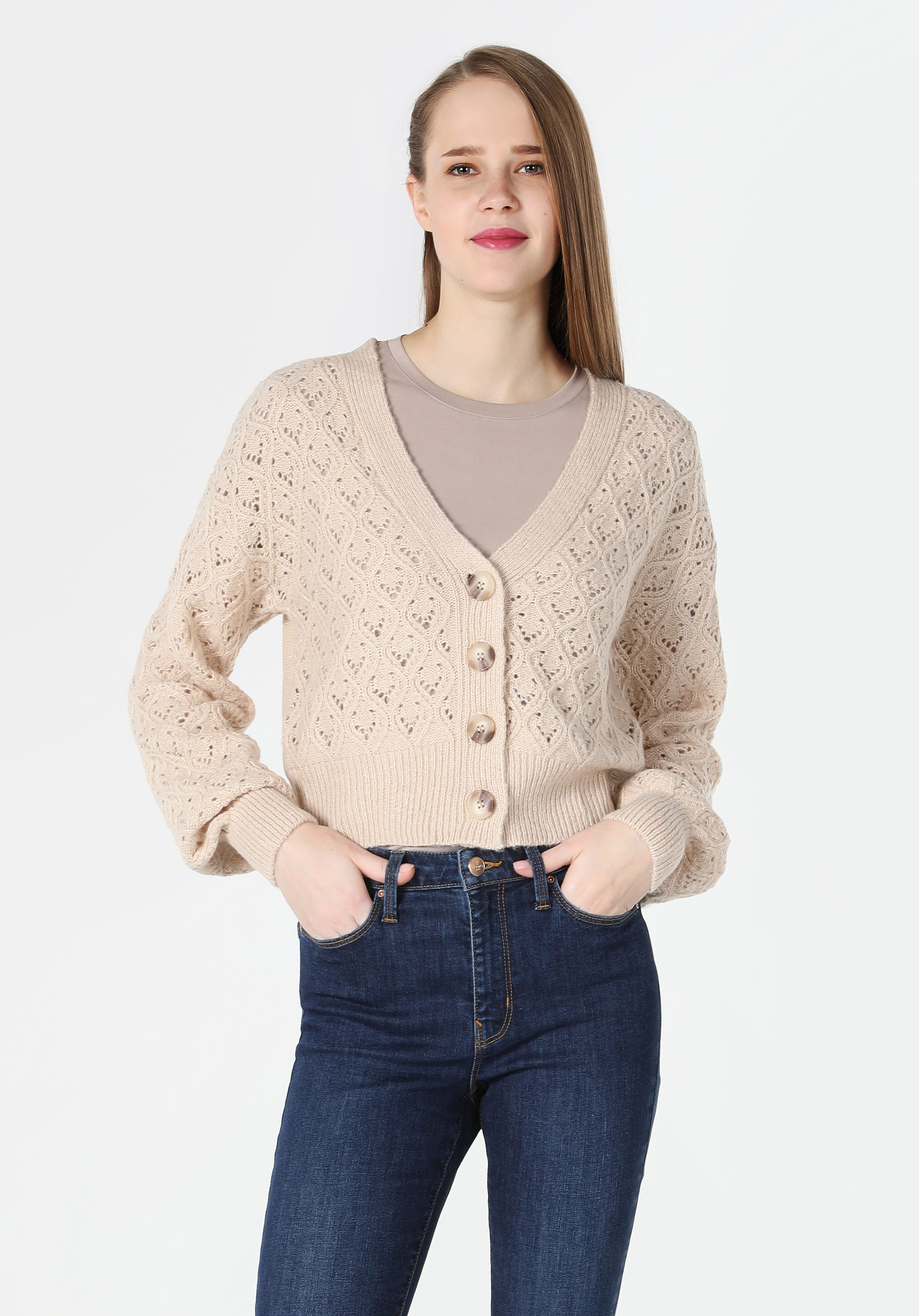 Afișați detalii pentru Cardigan De Dama Bej   CL1062013