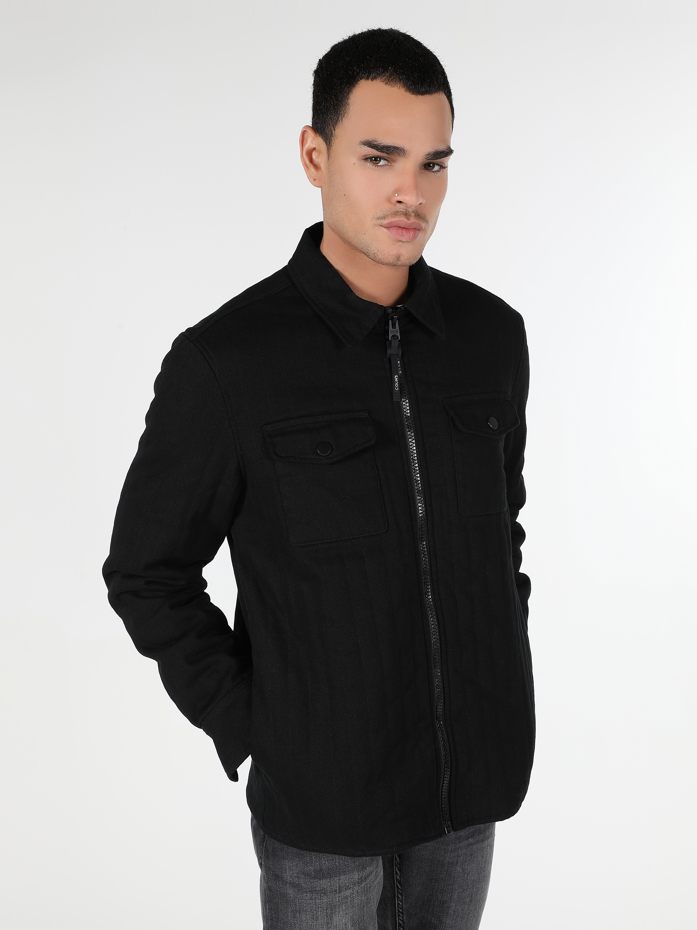 Afișați detalii pentru Jacheta De Barbati Negru Slim Fit  Cl1062534