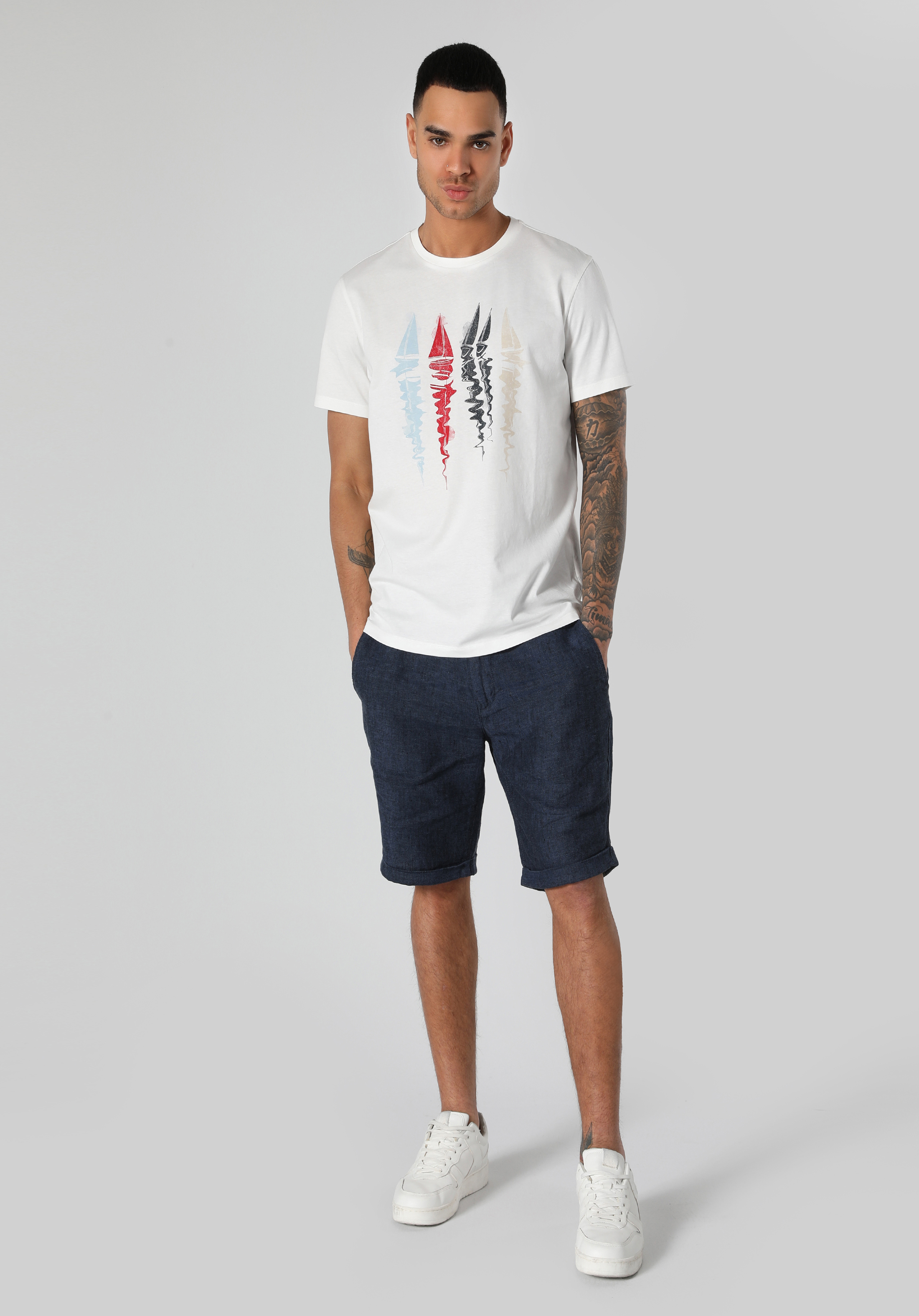Afișați detalii pentru Tricou Cu Maneca Scurta De Barbati Alb Regular Fit  Cl1061817