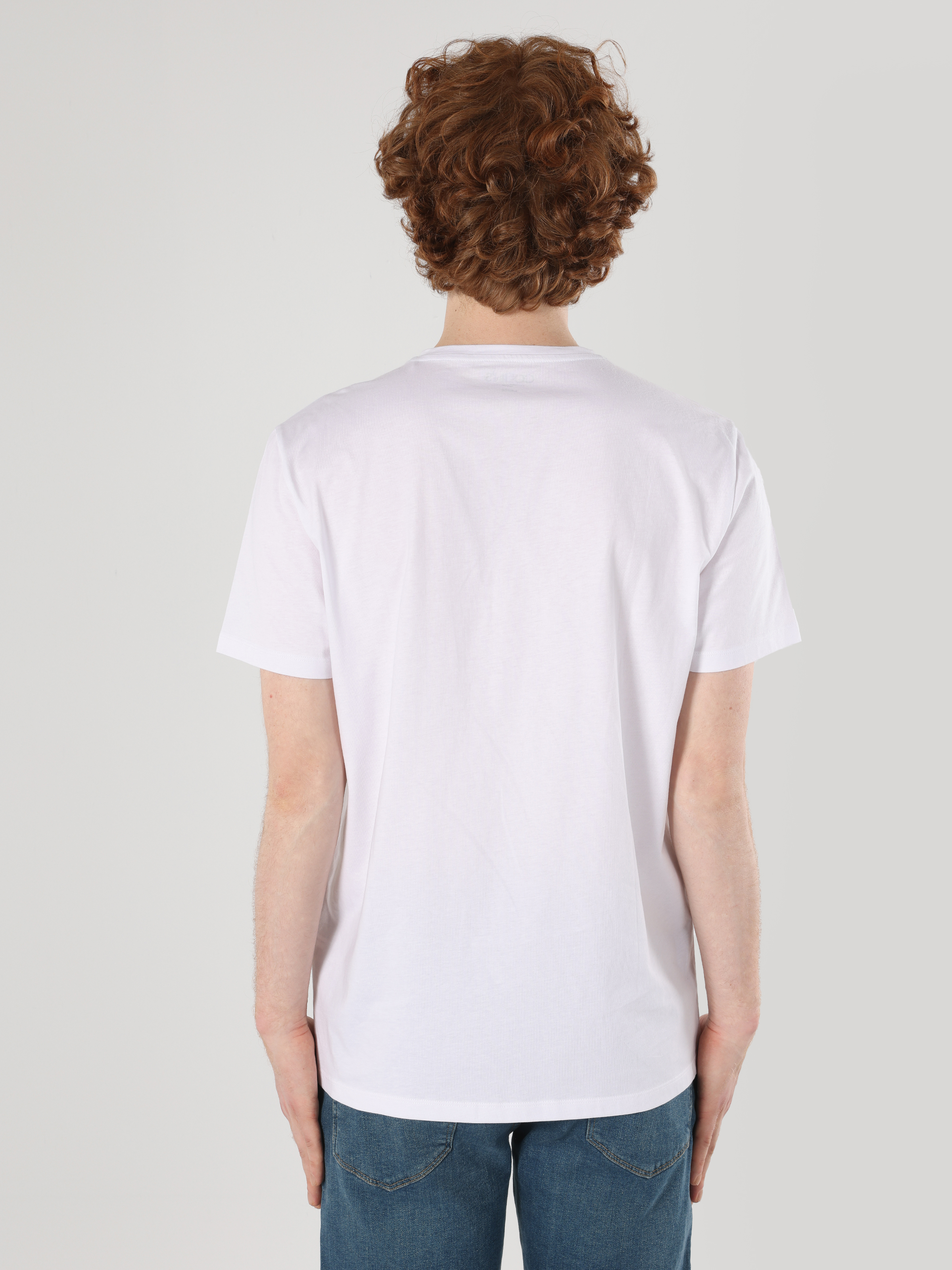 Afișați detalii pentru Regular Fit Round Neck Drept Bărbați Alb Mânecă Scurtă Tricou