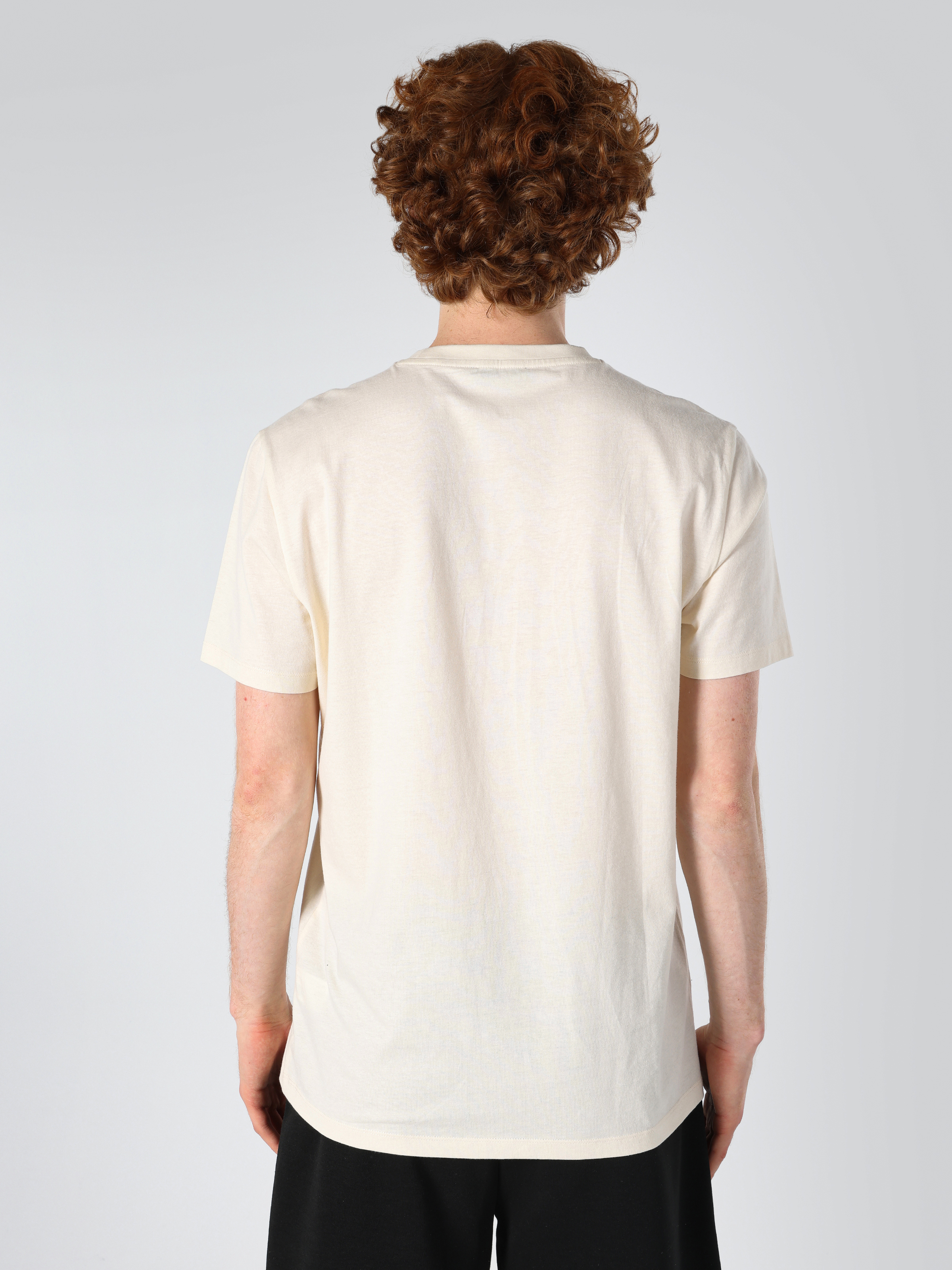 Afișați detalii pentru Regular Fit Round Neck Drept Tricou Cu Mânecă Scurtă Ecru Pentru Bărbați