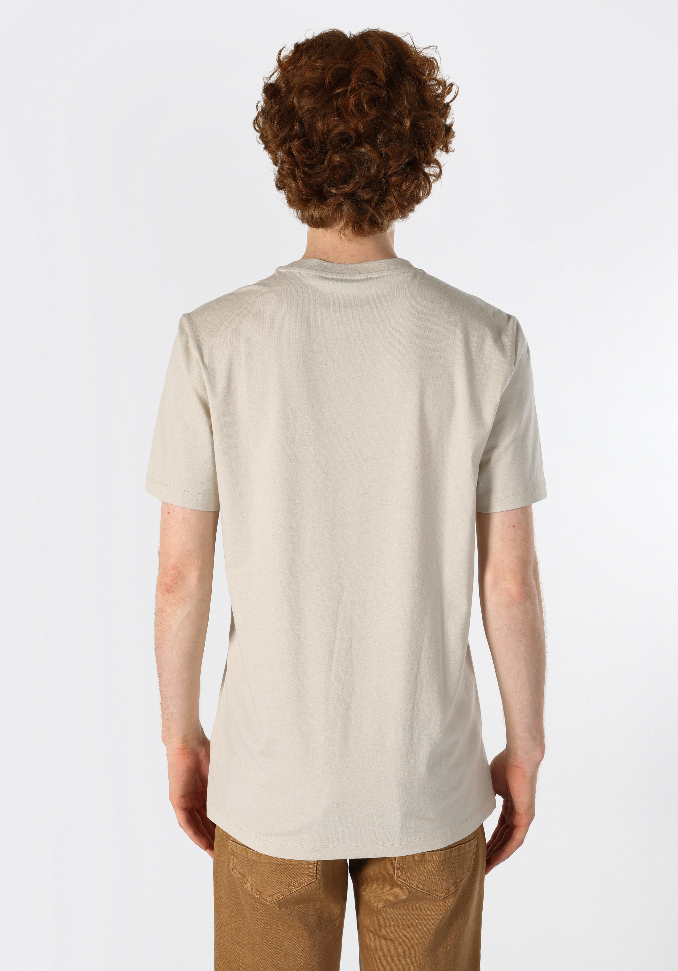 Afișați detalii pentru Regular Fit Round Neck Drept Bărbați Bej Tricou Cu Mânecă Scurtă