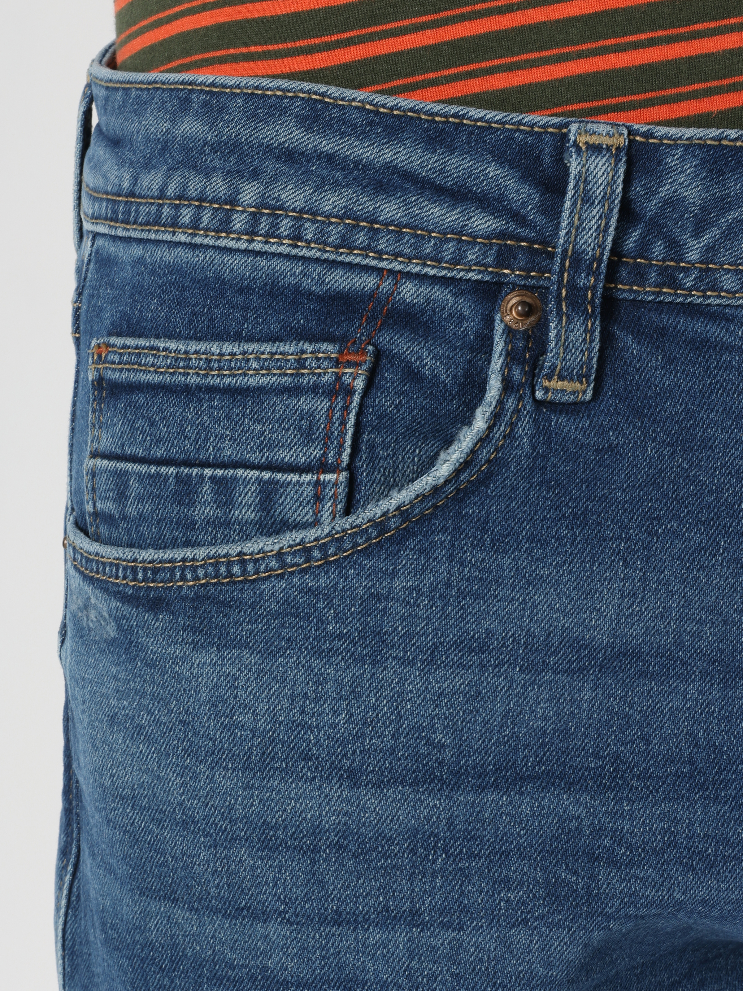 Afișați detalii pentru Pantaloni De Barbati Albastru Straight Fit 044 KARL CL1065534