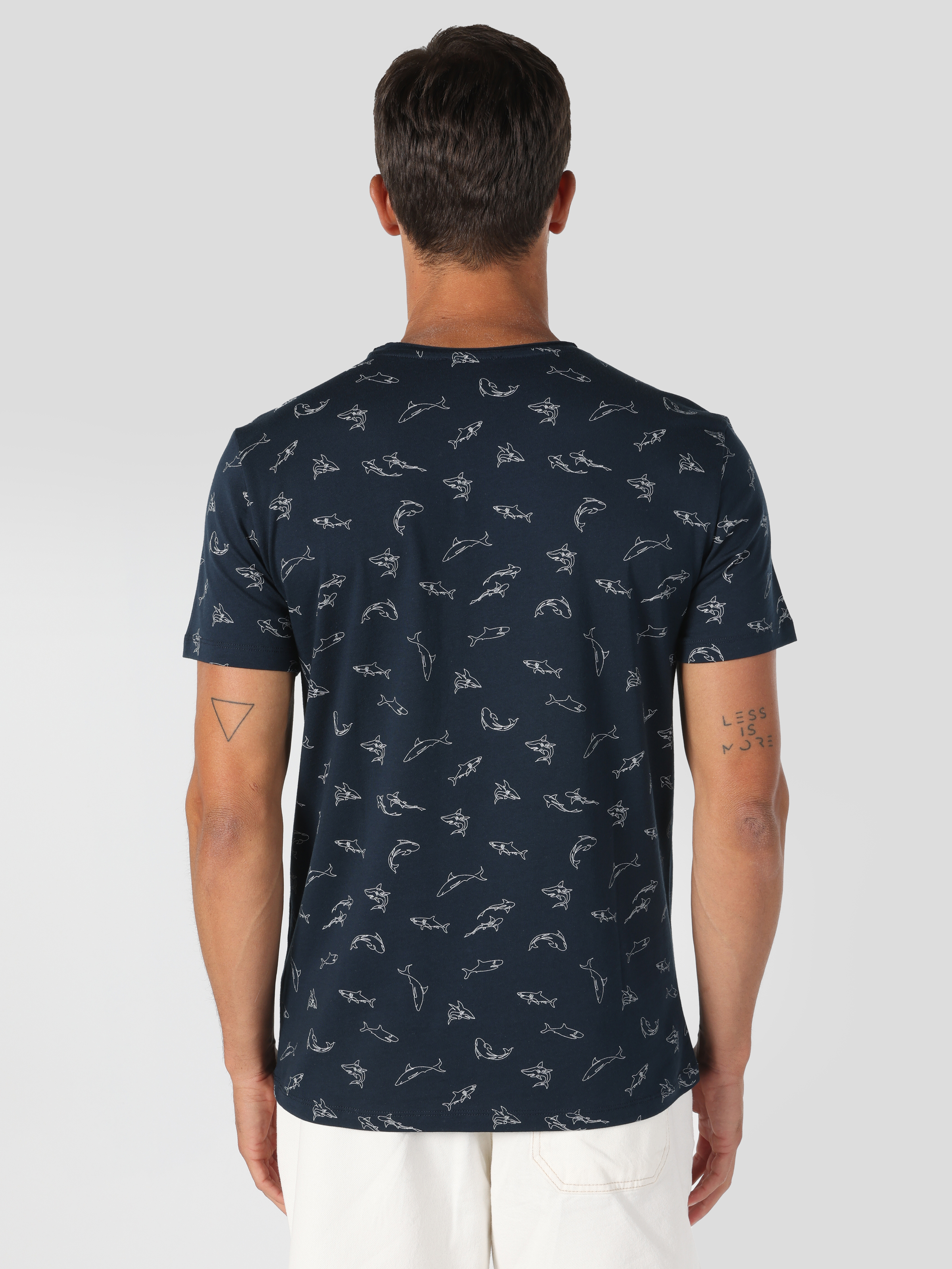 Afișați detalii pentru Regular Fit Round Neck Imprimat Bărbați Bleumarin Tricou Cu Mânecă Scurtă