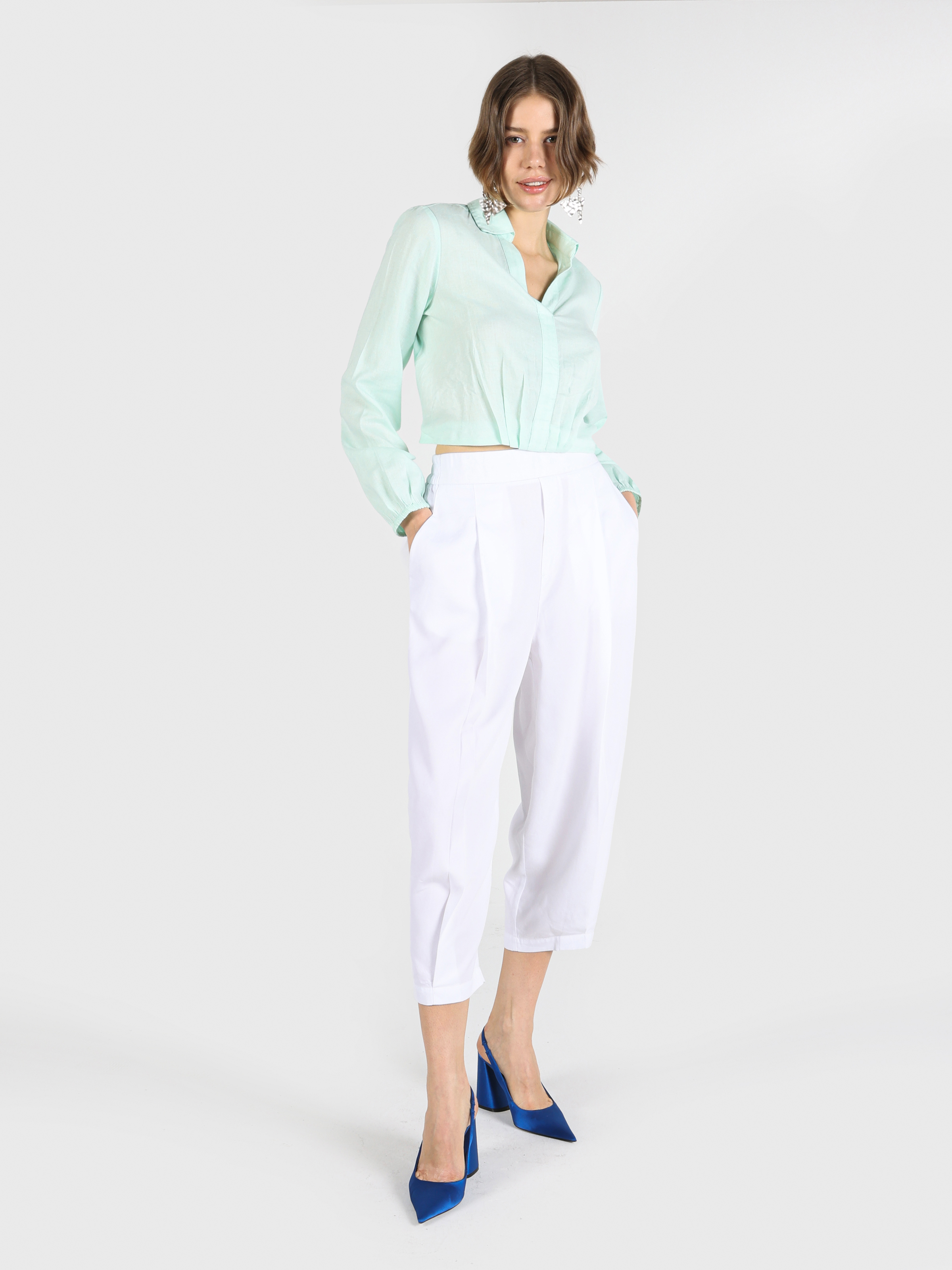 Afișați detalii pentru Pantaloni De Dama Alb Regular Fit  Cl1063926