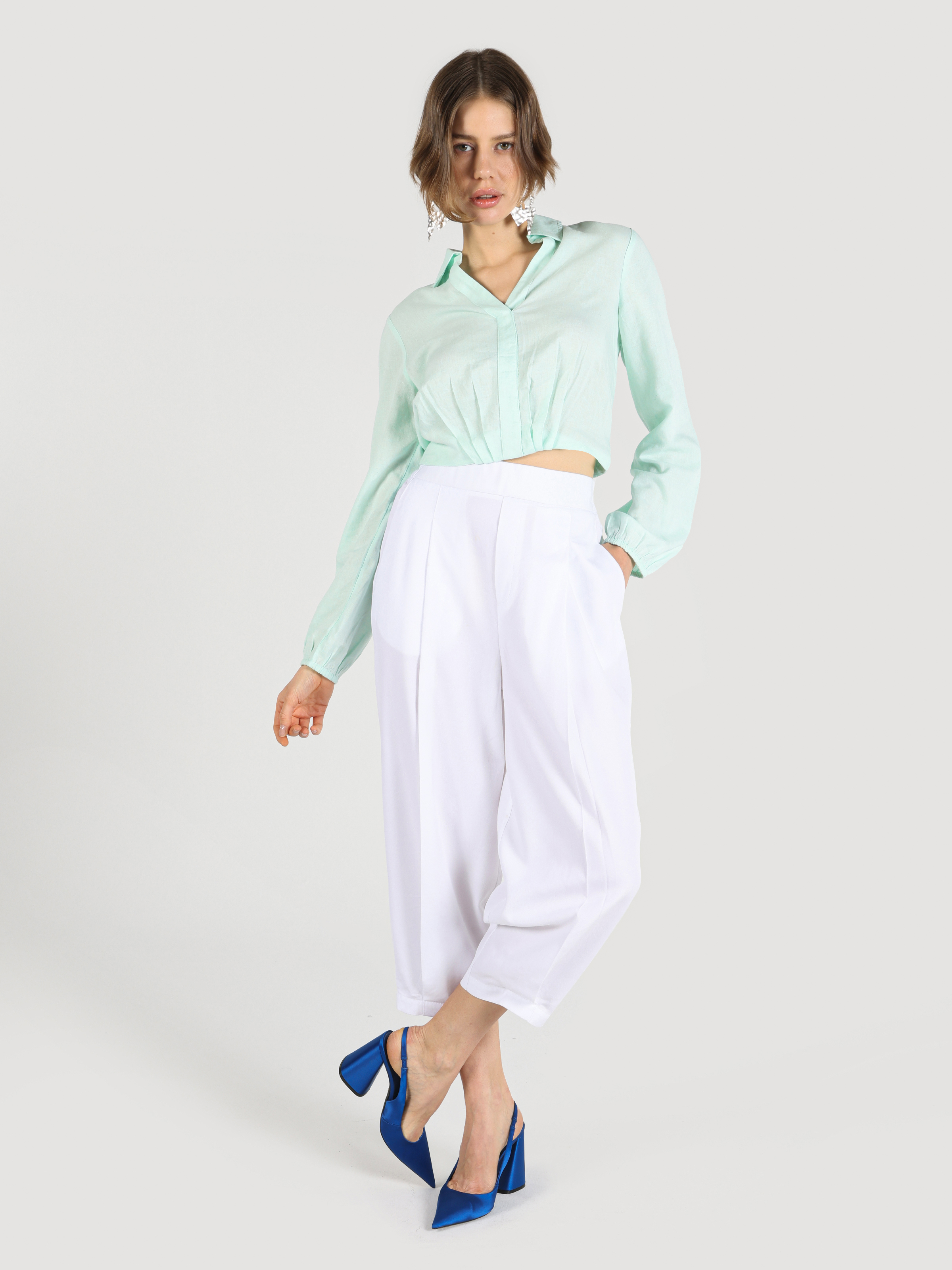 Afișați detalii pentru Pantaloni De Dama Alb Regular Fit  Cl1063926