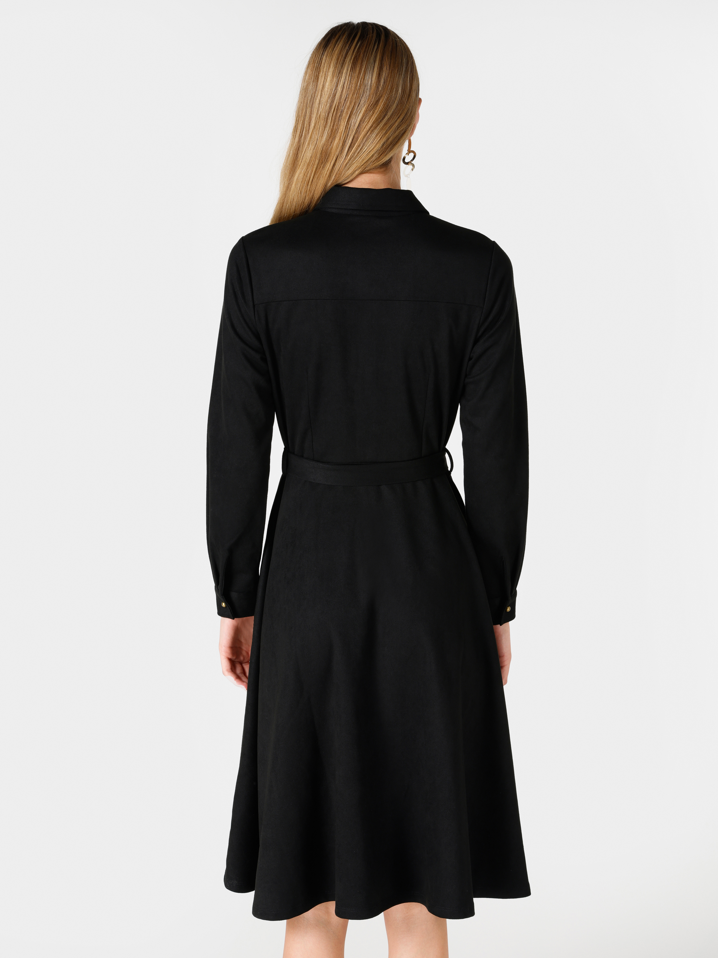 Afișați detalii pentru Rochie Neagră Cu Mânecă Lungă Pentru Femei Slim Fit