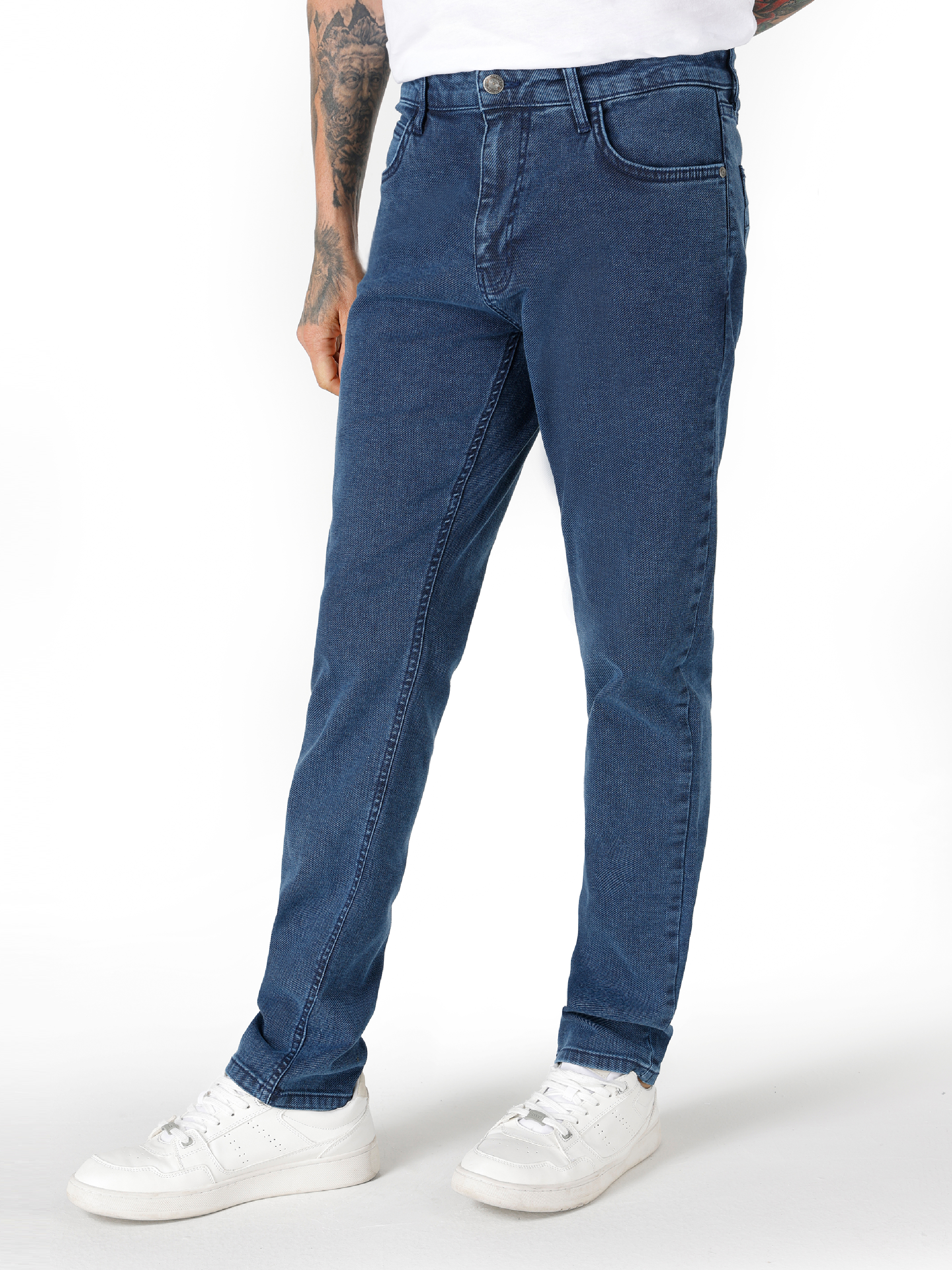 Afișați detalii pentru Pantaloni De Barbati Albastru Straight Fit  CL1066329