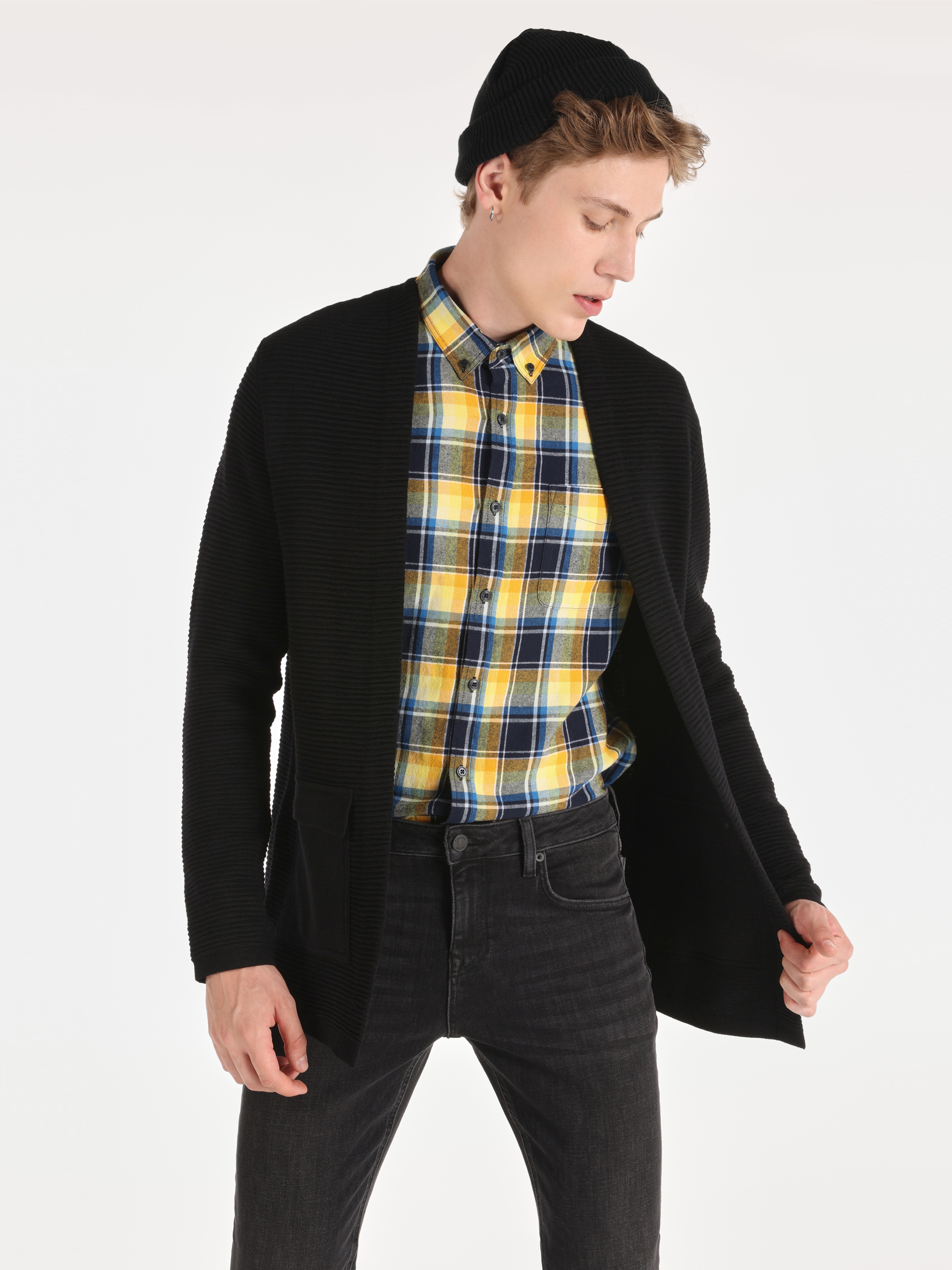 Afișați detalii pentru Cardigan De Barbati Negru Regular Fit  CL1065572