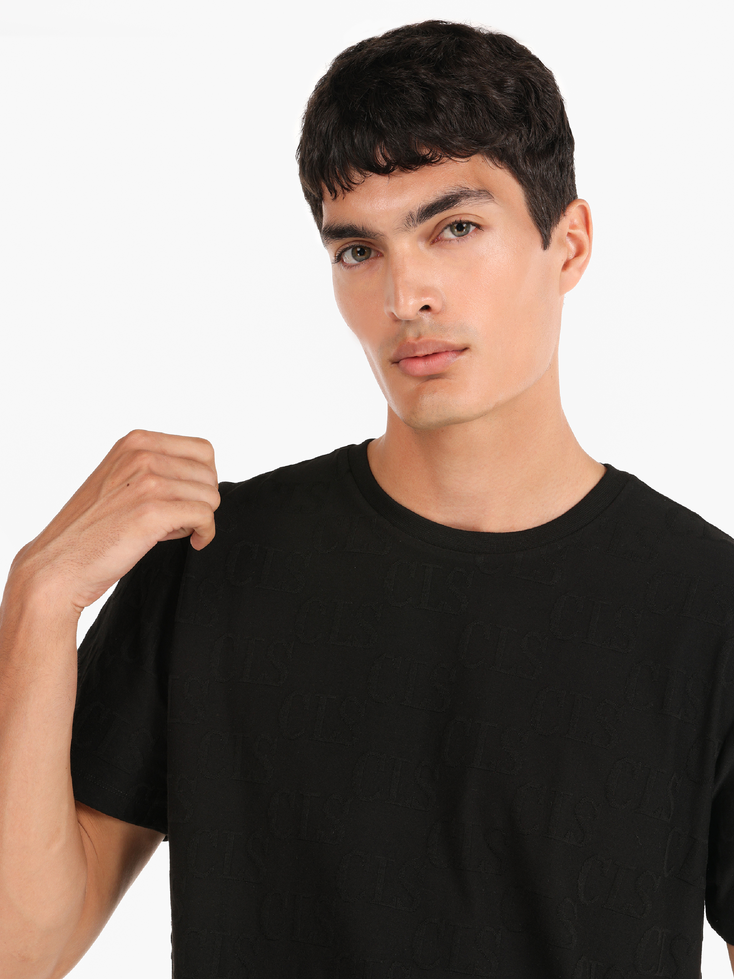 Afișați detalii pentru Tricou Negru Cu Mânecă Scurtă Pentru Bărbați Cu Gât Rotund Regular Fit