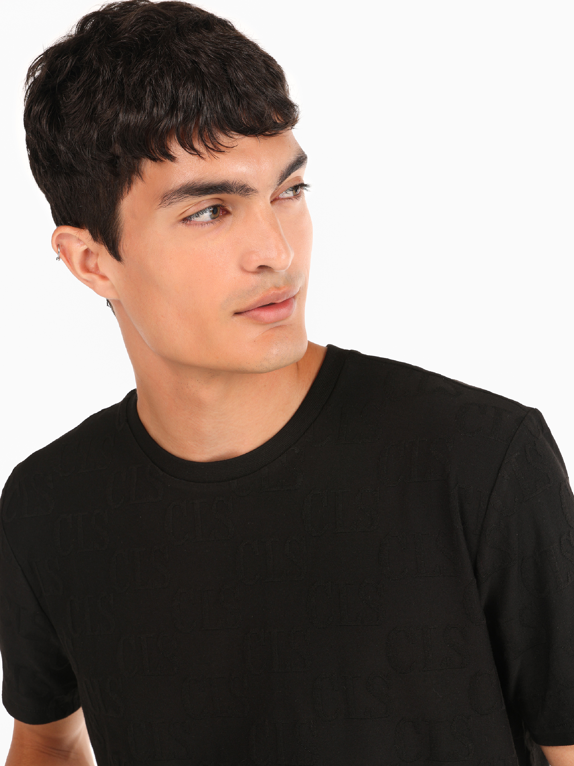 Afișați detalii pentru Tricou Negru Cu Mânecă Scurtă Pentru Bărbați Cu Gât Rotund Regular Fit