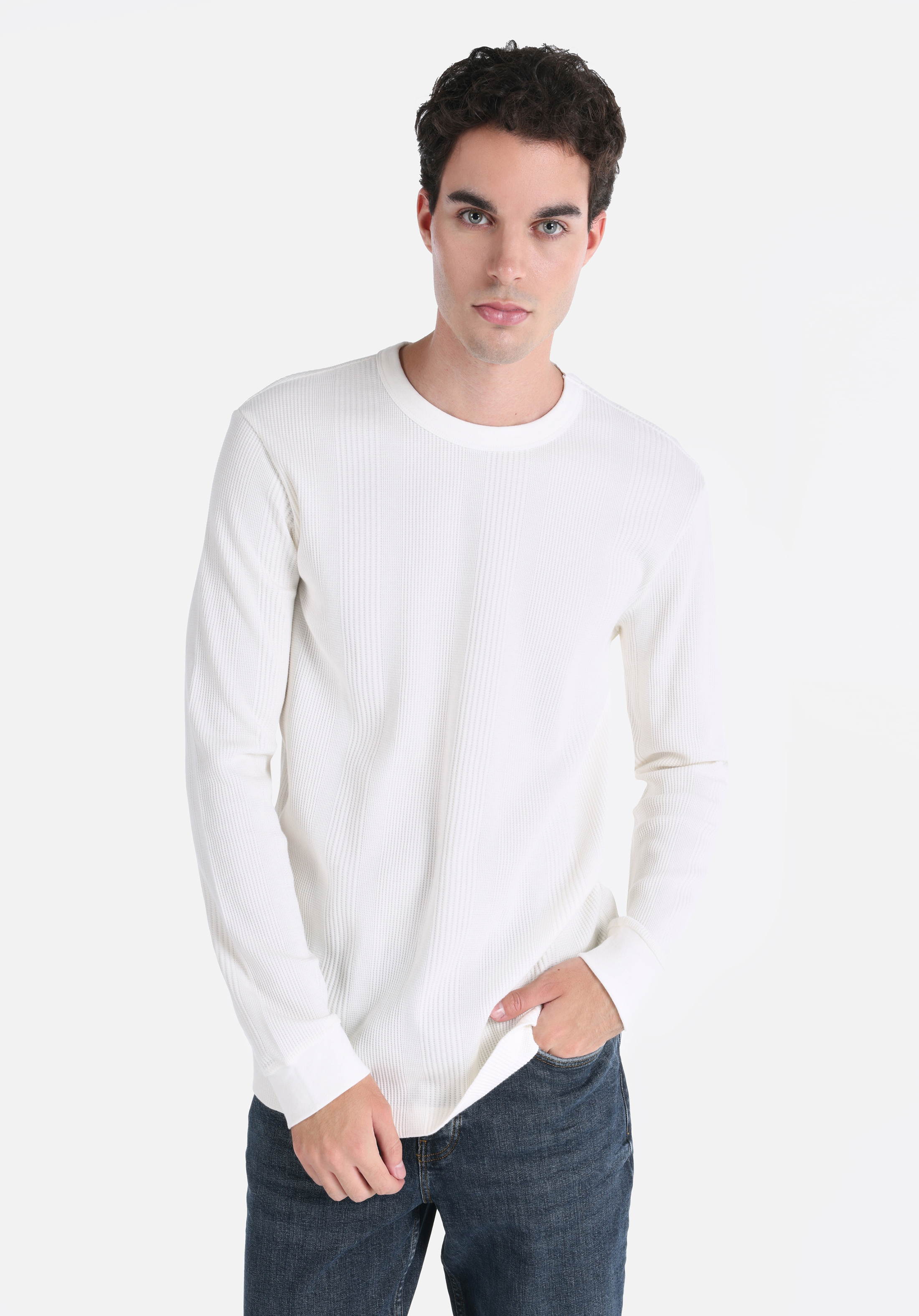 Afișați detalii pentru Tricou Cu Maneca Lunga De Barbati Ecru Regular Fit  Cl1061771