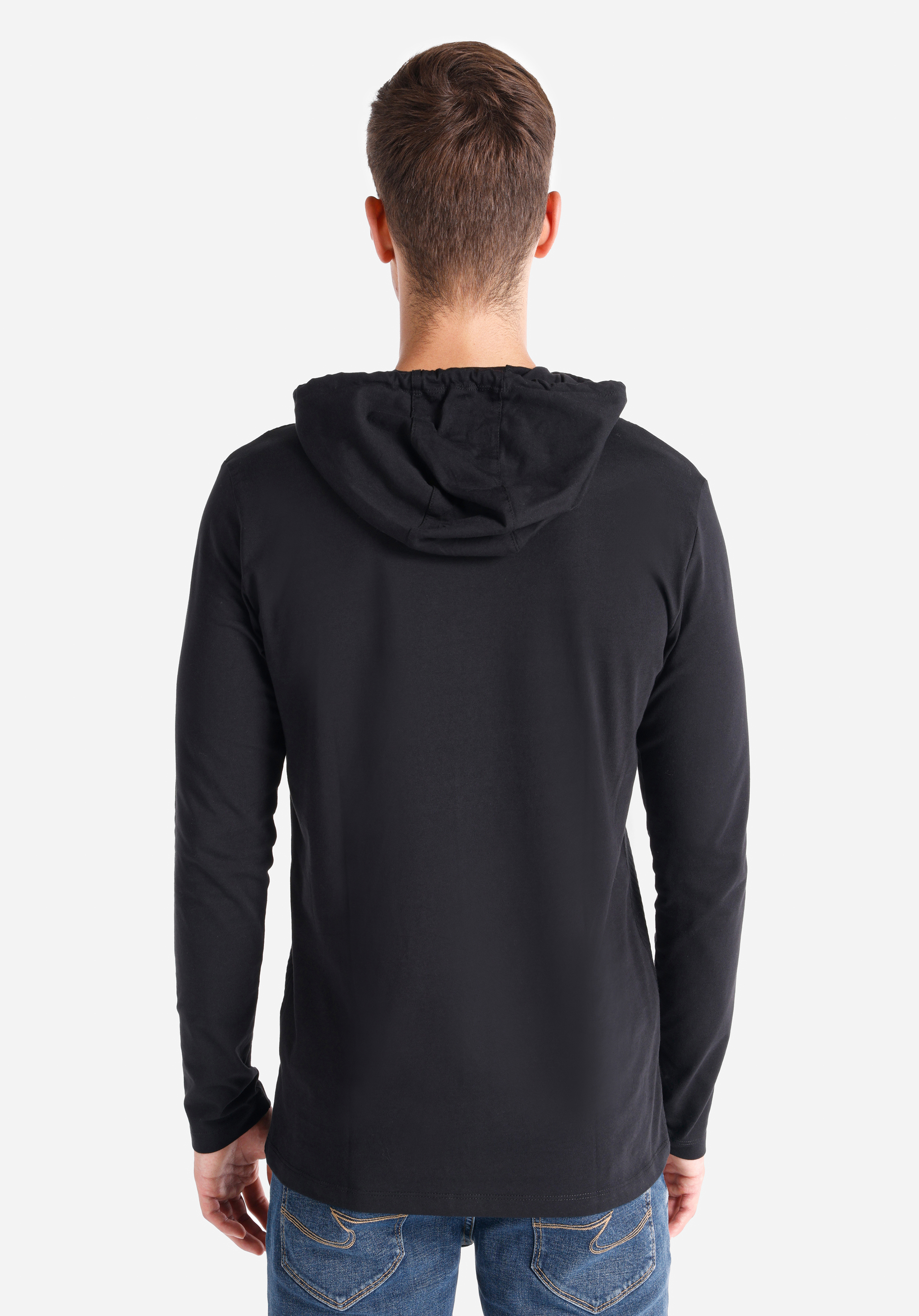 Afișați detalii pentru Tricou Cu Maneca Lunga De Barbati Negru Regular Fit  Cl1064789