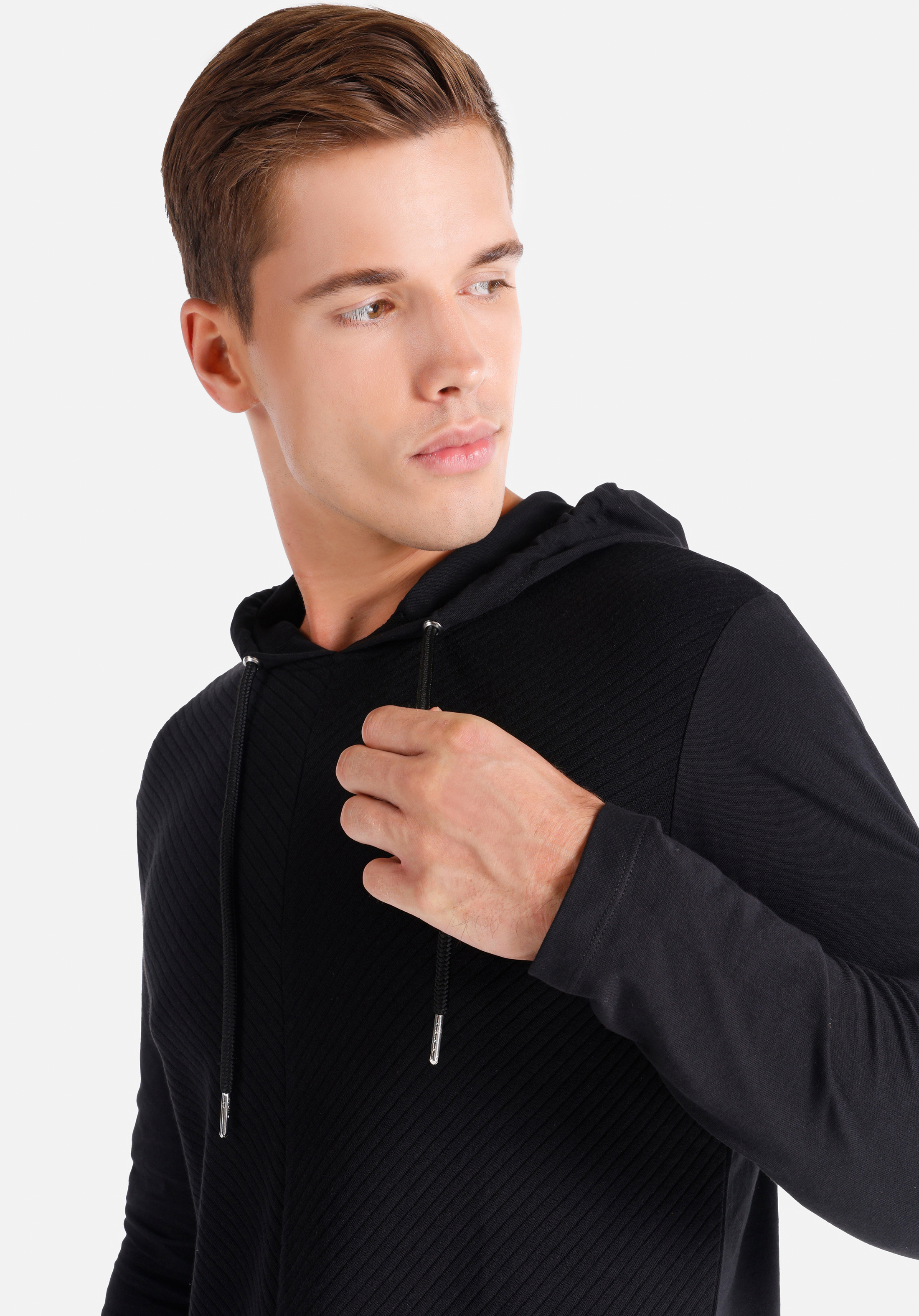 Afișați detalii pentru Tricou Cu Maneca Lunga De Barbati Negru Regular Fit  Cl1064789