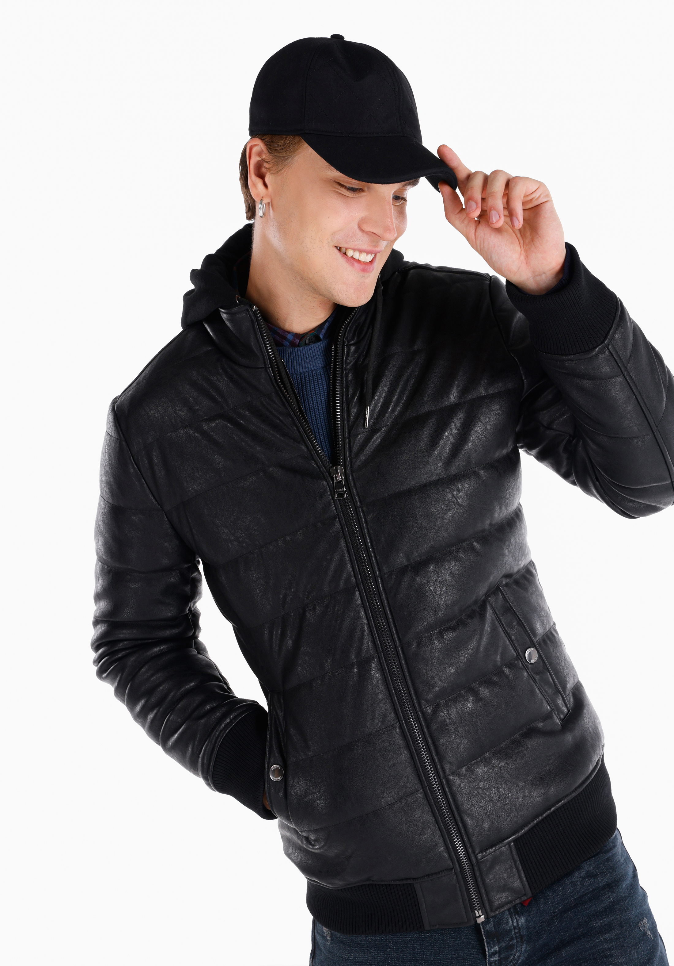 Afișați detalii pentru Jacheta De Barbati Negru Slim Fit  Cl1064987