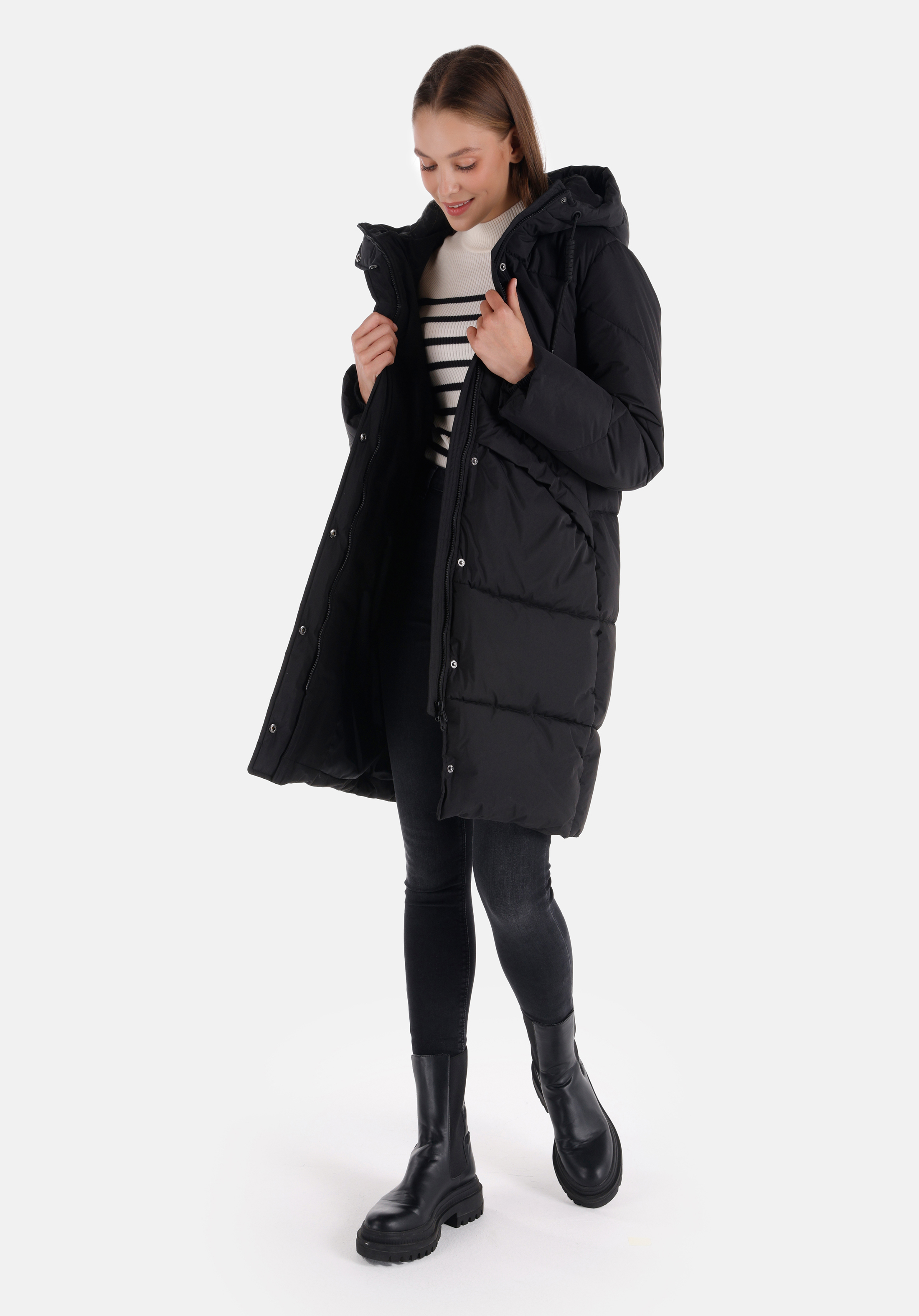 Afișați detalii pentru Palton De Dama Negru Regular Fit  Cl1064973