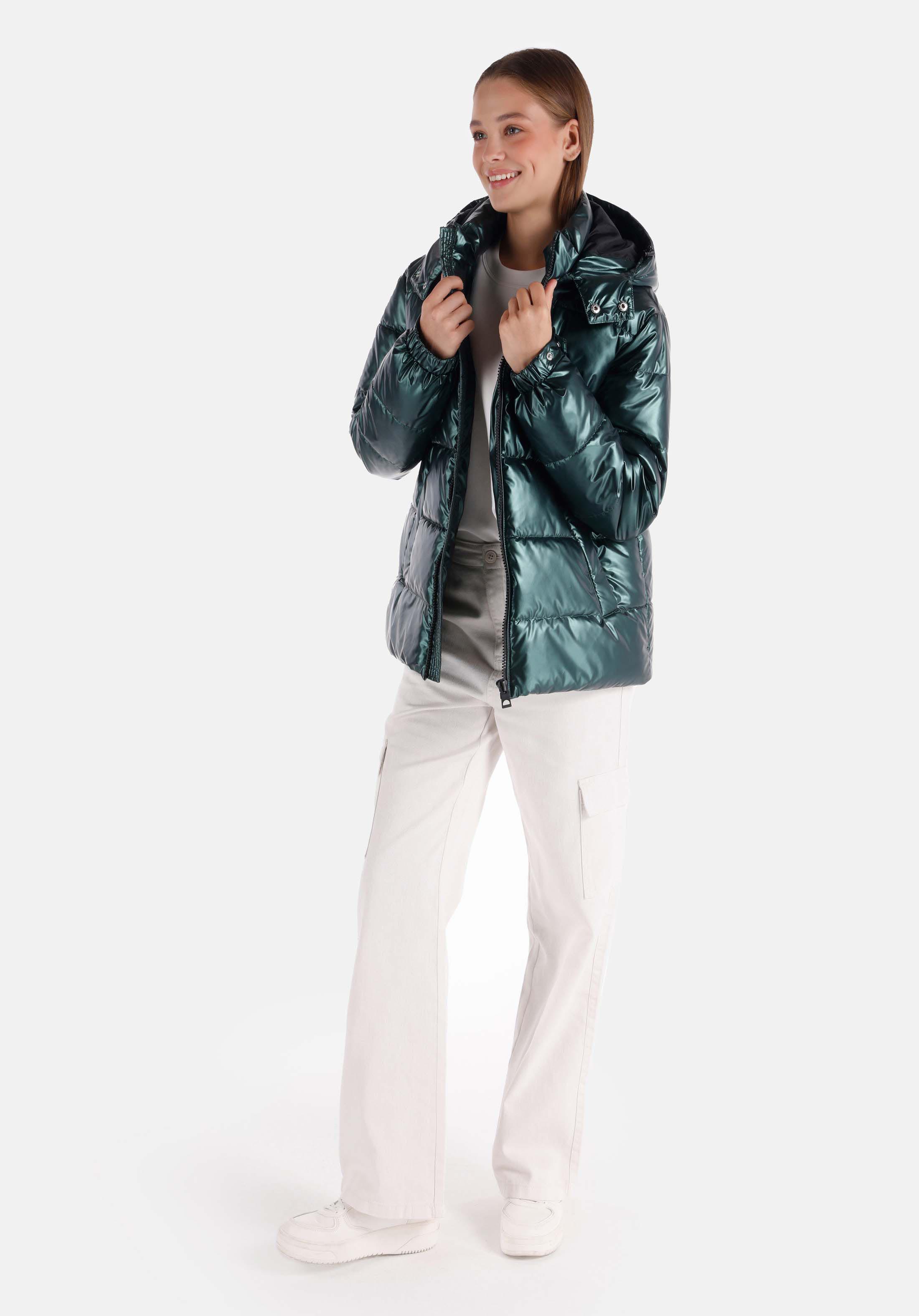 Afișați detalii pentru Regular Fit Glugă Căptușit Cu Fermoar Verde Pentru Femei