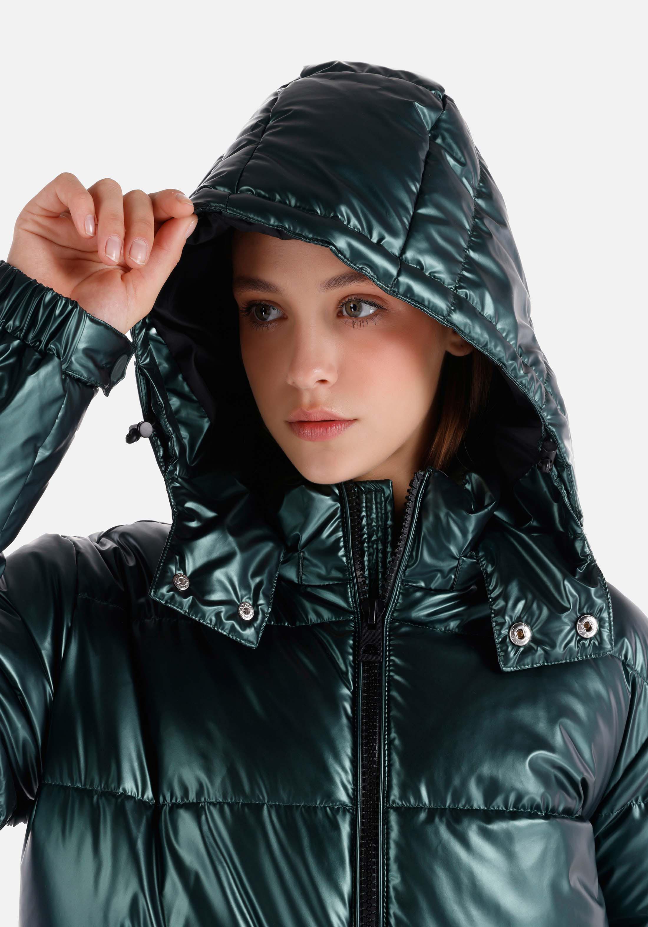 Afișați detalii pentru Regular Fit Glugă Căptușit Cu Fermoar Verde Pentru Femei