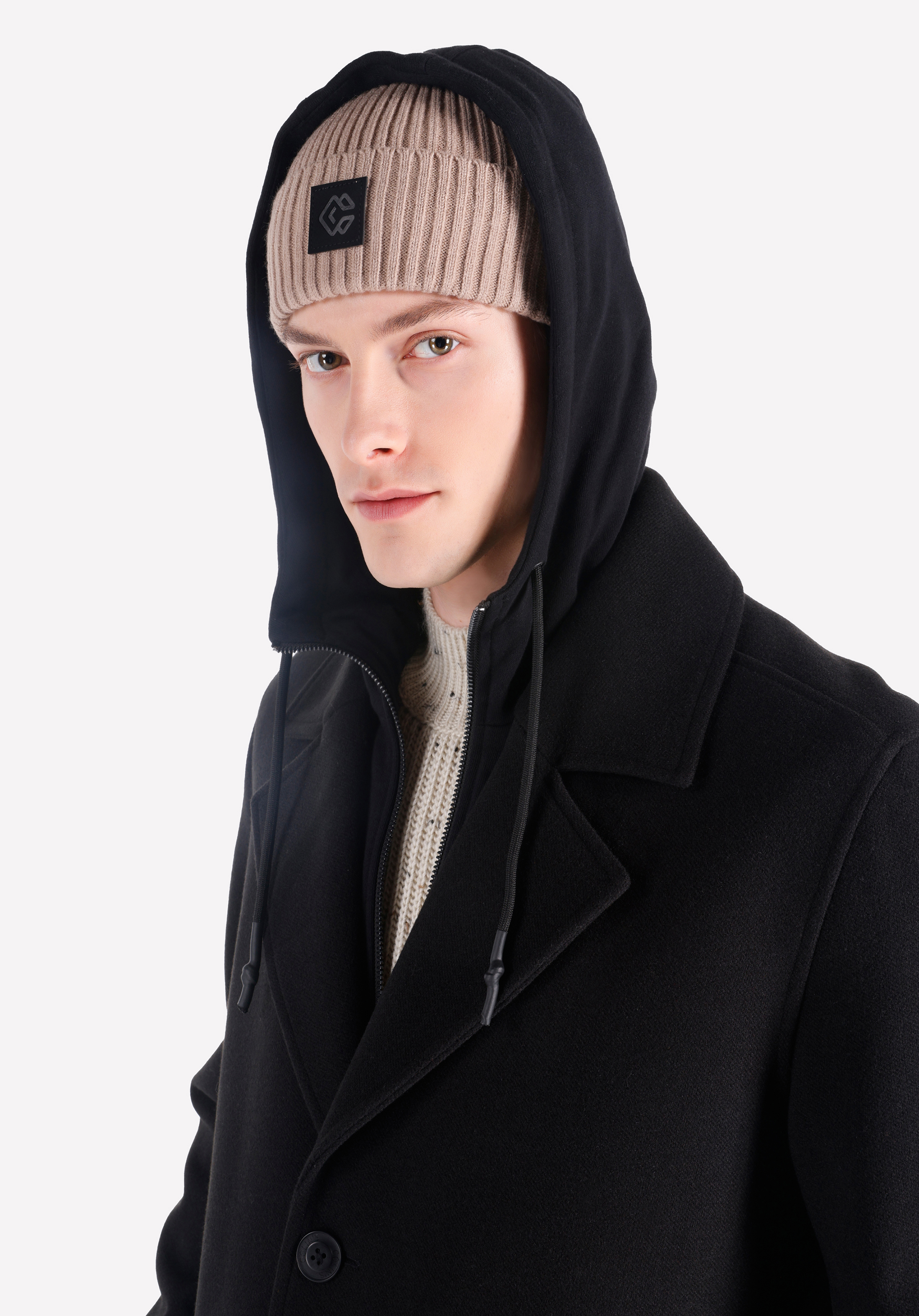 Afișați detalii pentru Palton Negru Pentru Bărbați Regular Fit