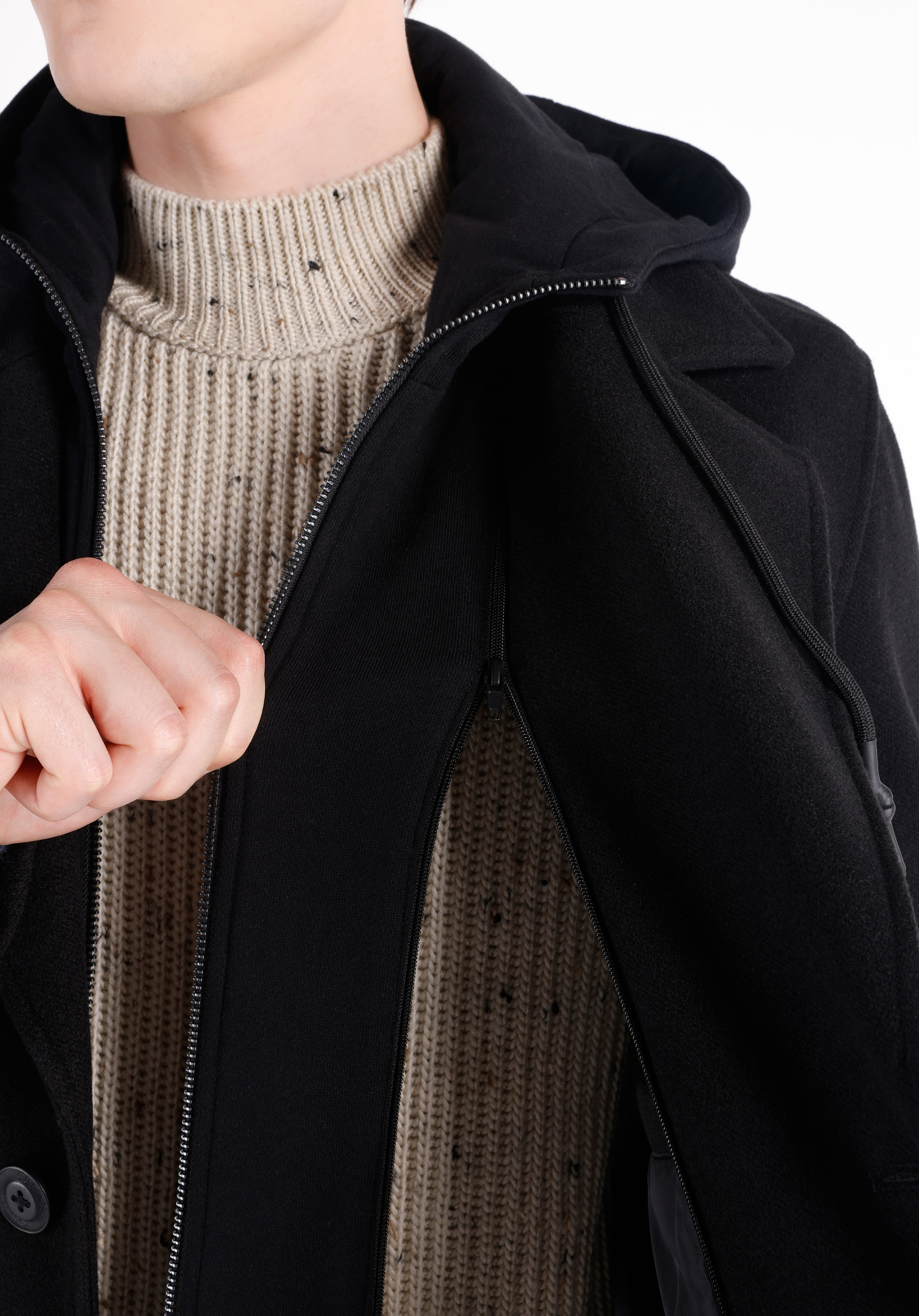 Afișați detalii pentru Palton Negru Pentru Bărbați Regular Fit