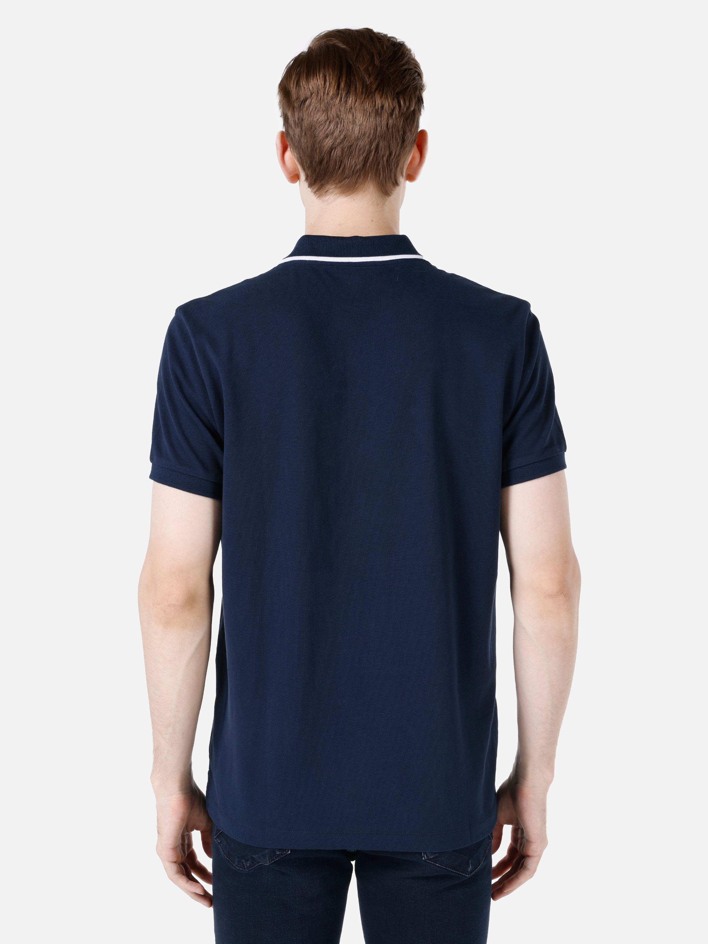 Afișați detalii pentru Tricou Polo Cu Maneca Scurta De Barbati Albastru Marin Regular Fit  Cl1069373