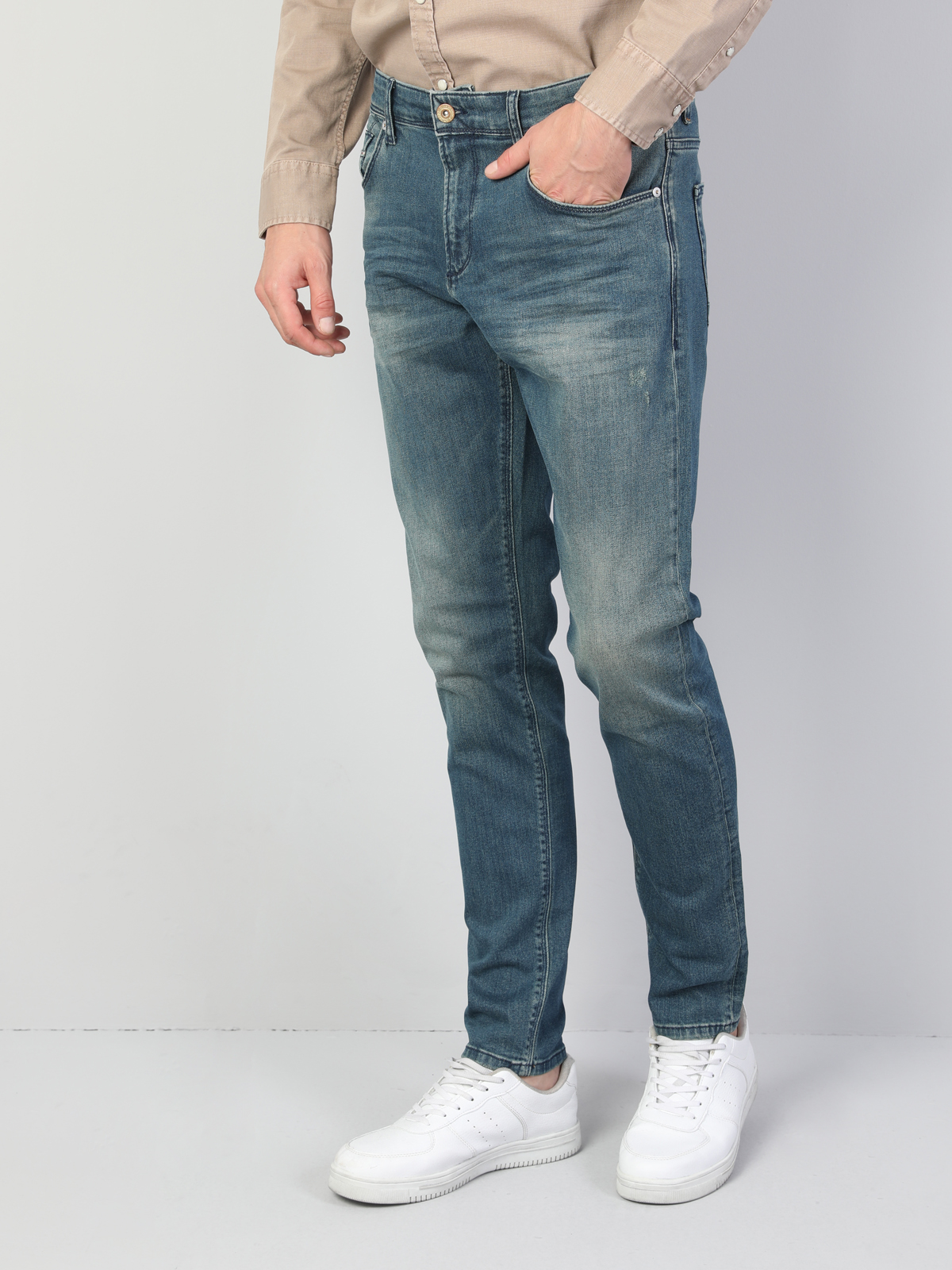 Afișați detalii pentru Pantaloni De Barbati Albastru Slim Fit 041 Danny Cl1045901