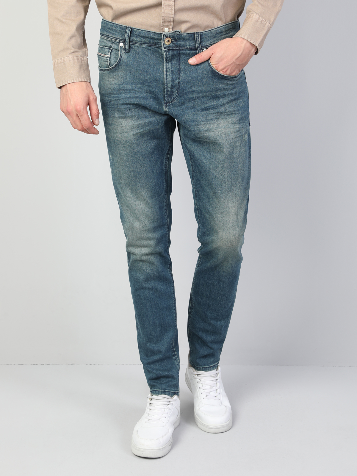 Afișați detalii pentru Pantaloni De Barbati Albastru Slim Fit 041 Danny Cl1045901