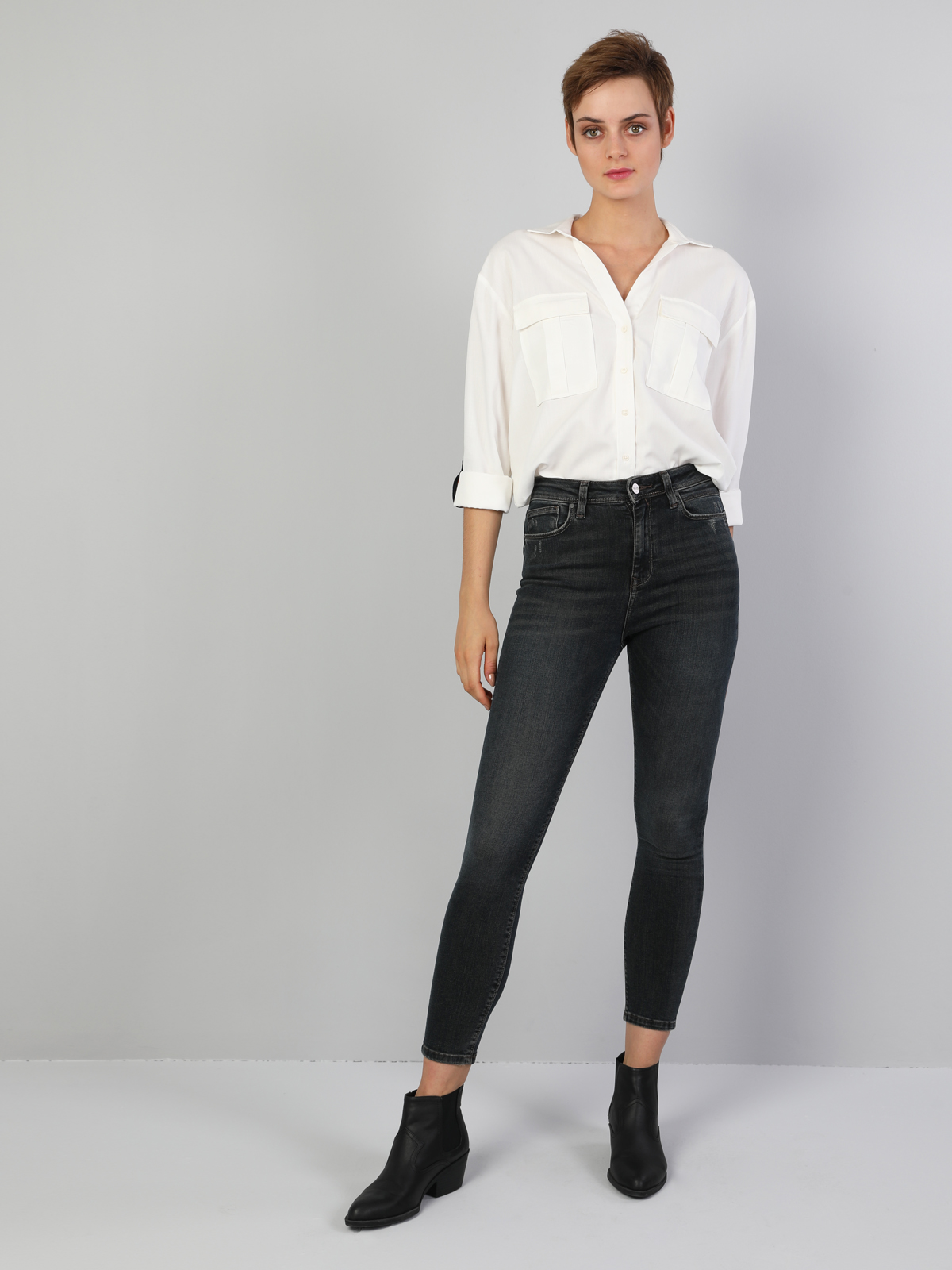 Afișați detalii pentru Pantaloni De Dama Gri Super Slim Fit 760 Diana Cl1047032