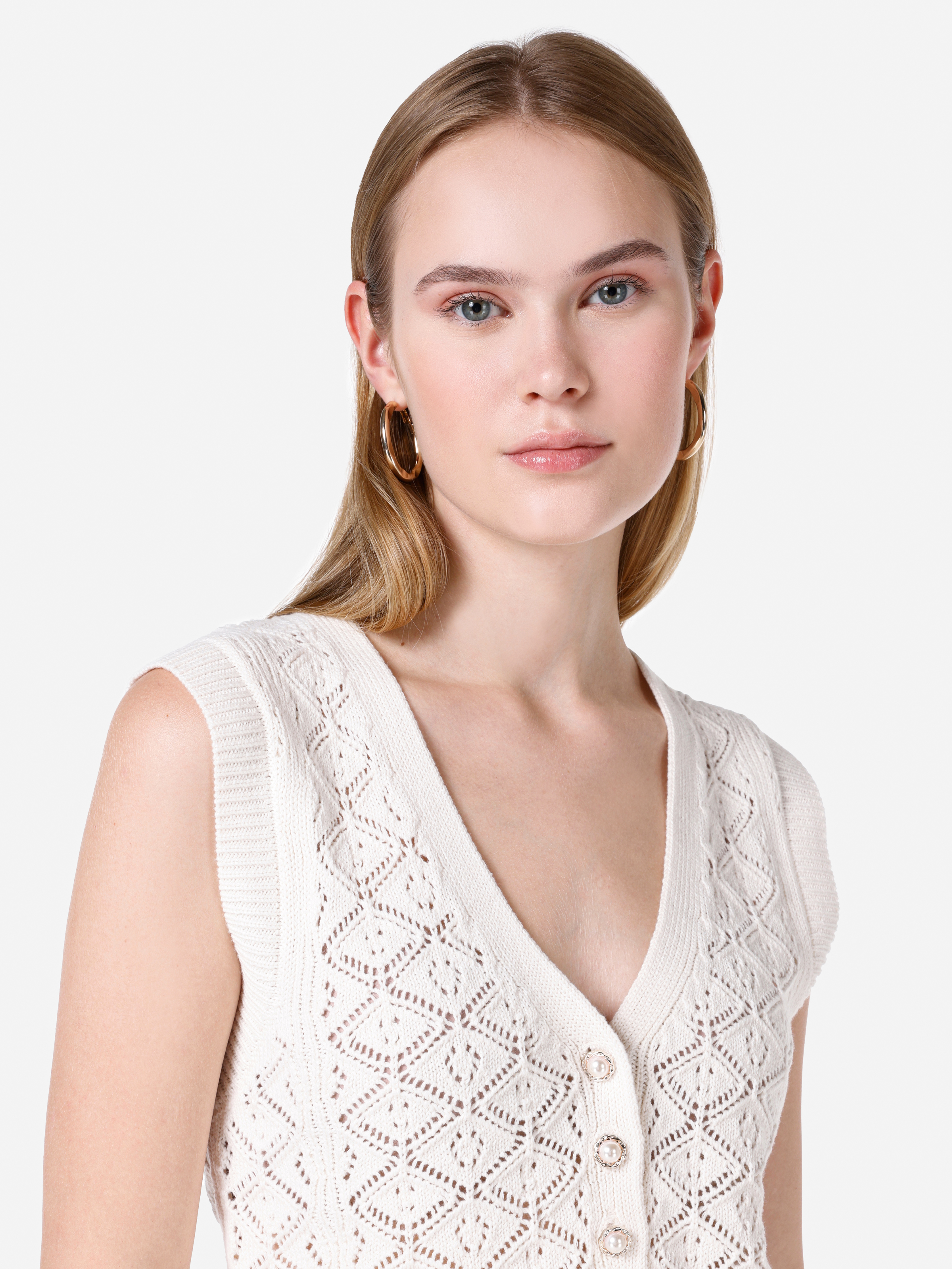 Afișați detalii pentru Cardigan Slim Fit Ecru Pentru Femei