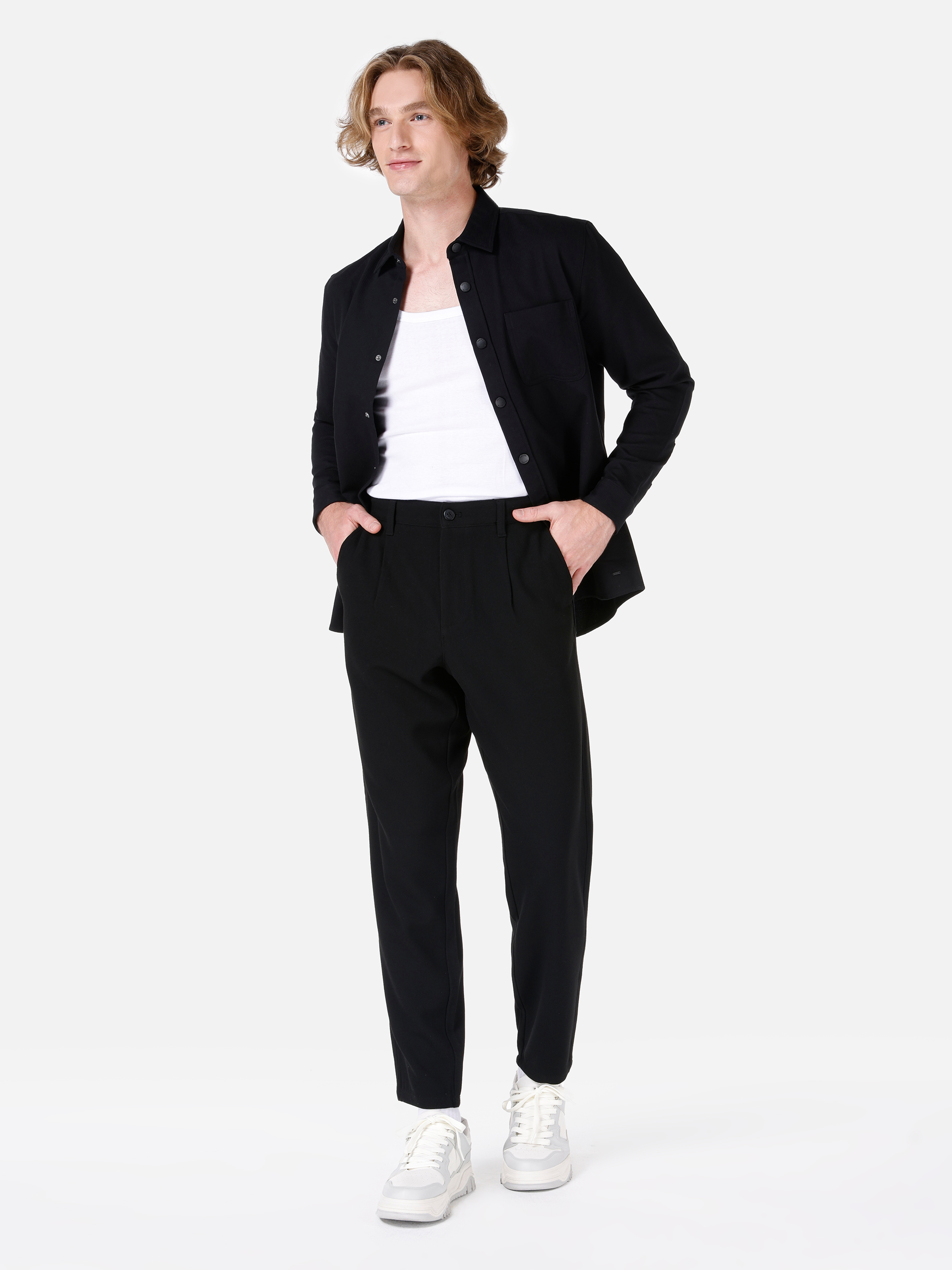 Afișați detalii pentru Pantaloni De Barbati Negru Carrot Fit  CL1068260