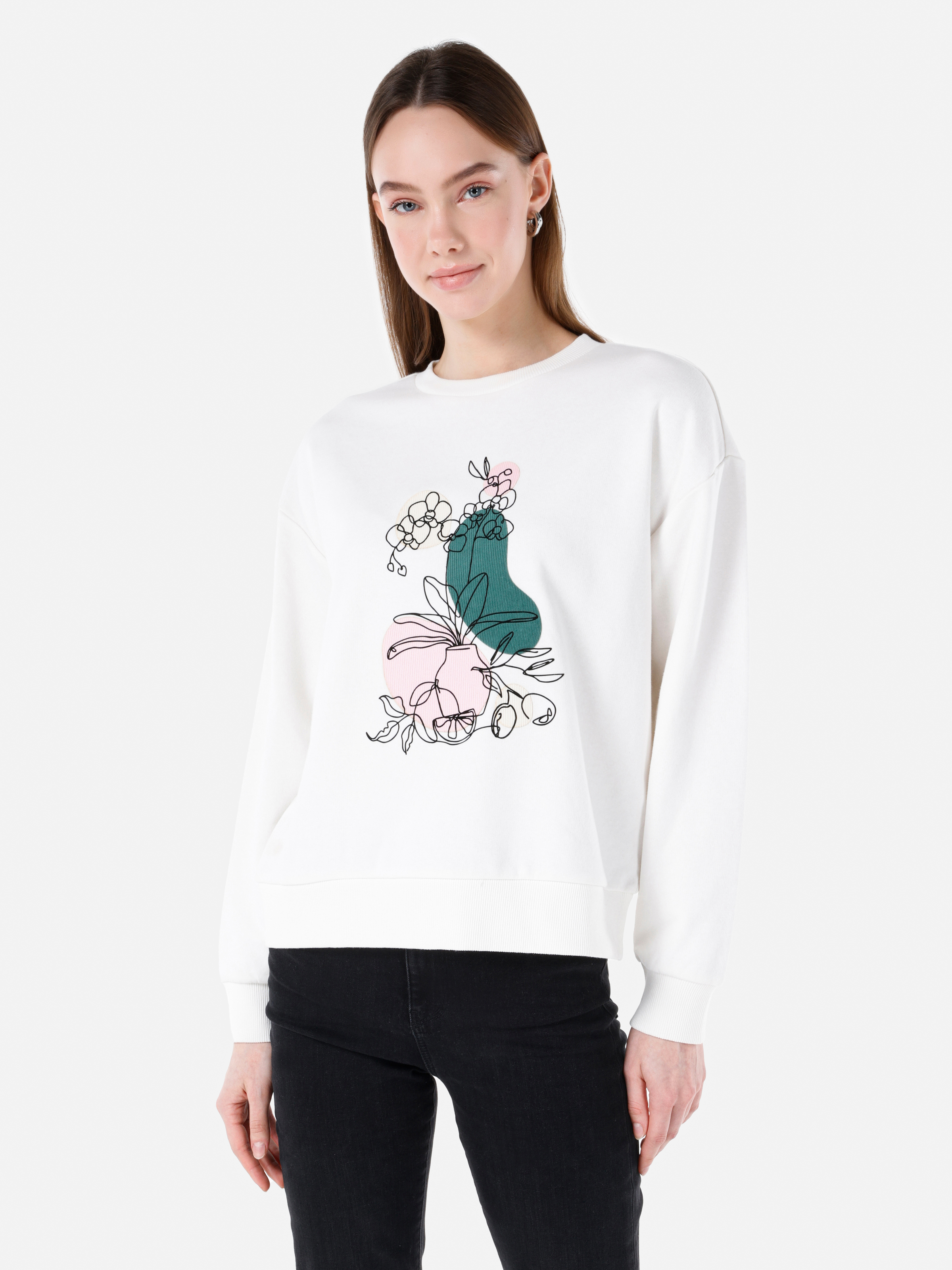 Afișați detalii pentru Hanorac / Bluza De Dama Alb Regular Fit  Cl1068067