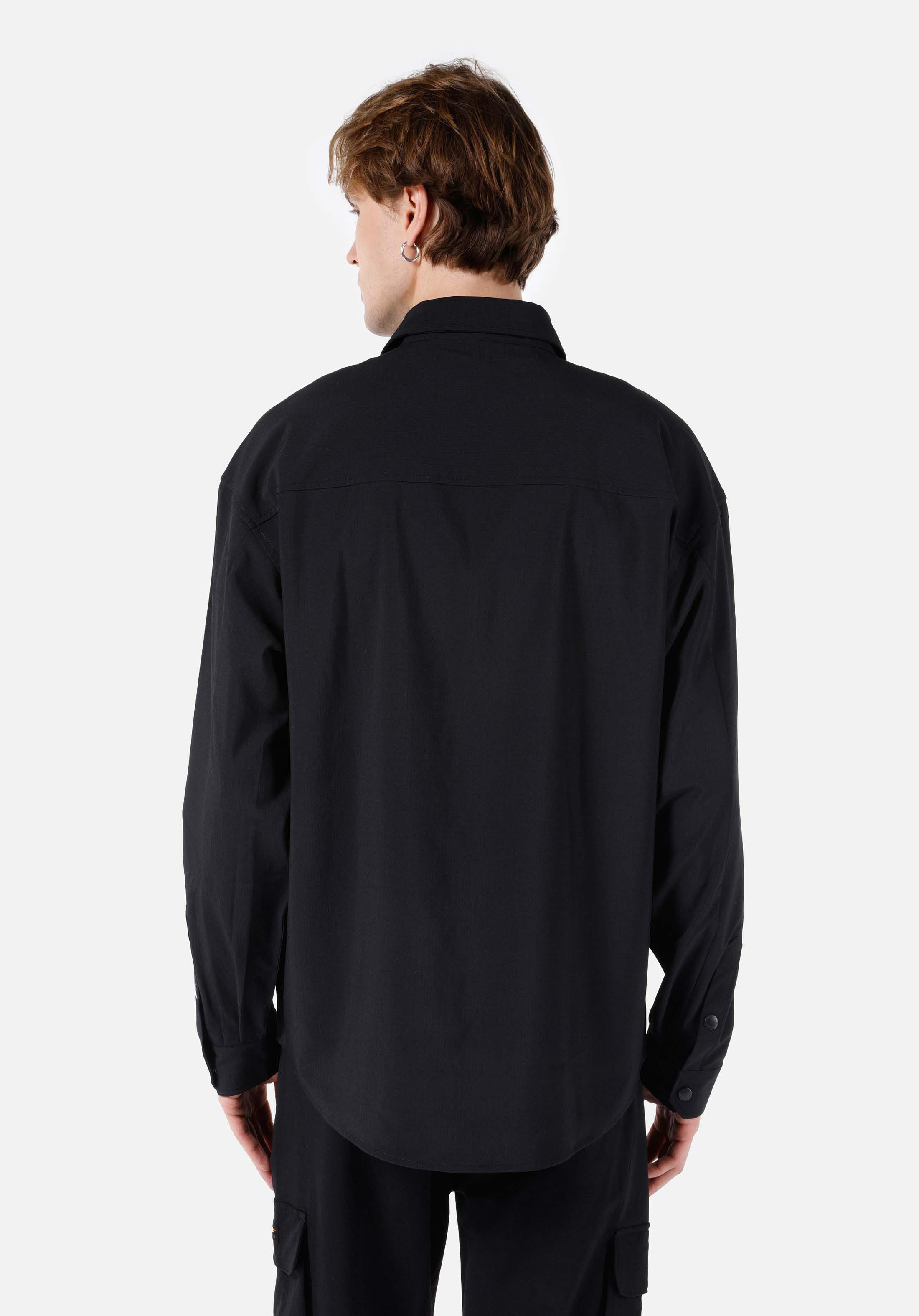 Afișați detalii pentru Cămașă Comfort Fit Neck Drept Bărbați Negru Cămașă Cu Mânecă Lungă