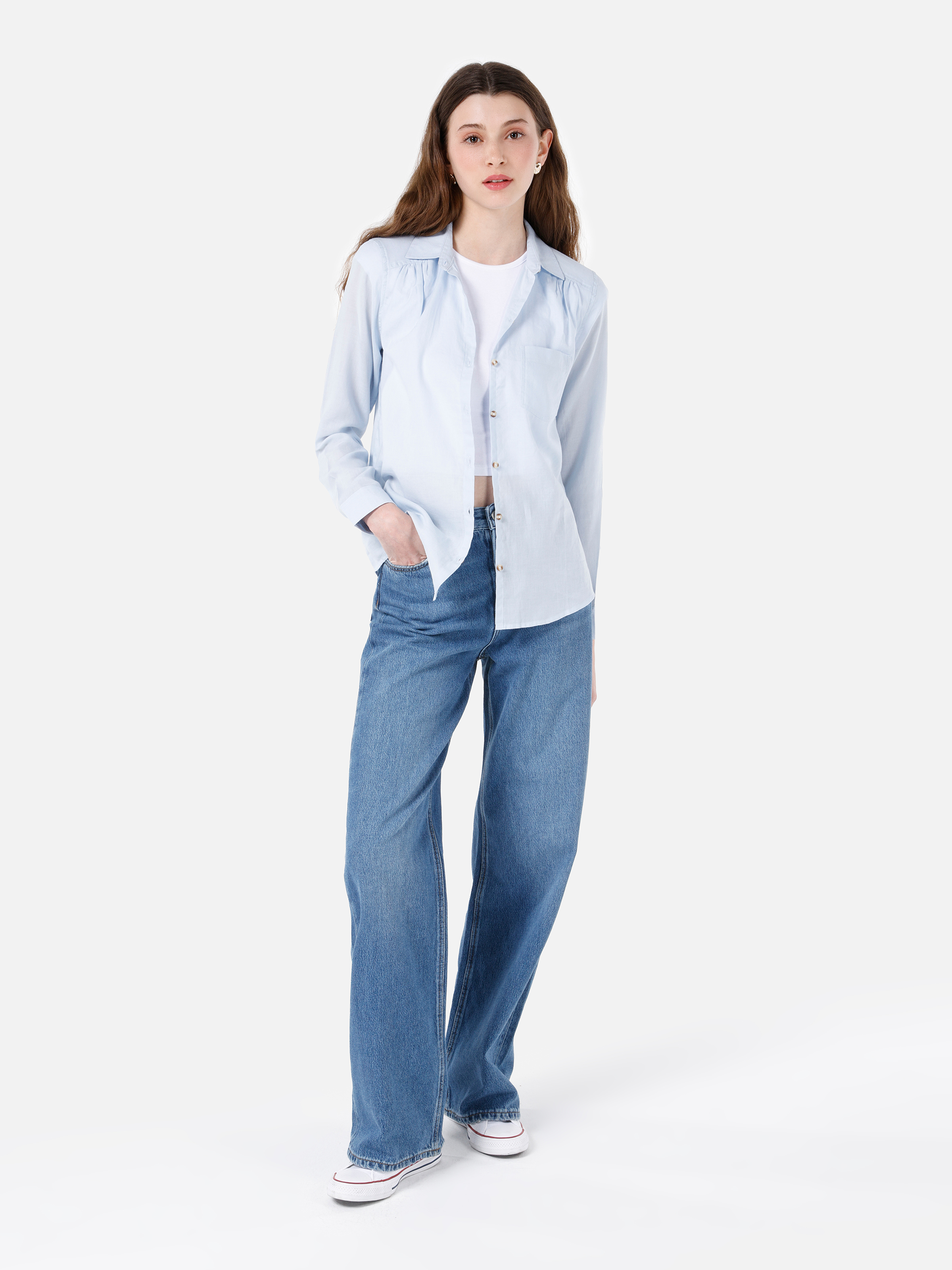 Afișați detalii pentru Camasa Cu Maneca Lunga De Dama Albastru Regular Fit  Cl1068235