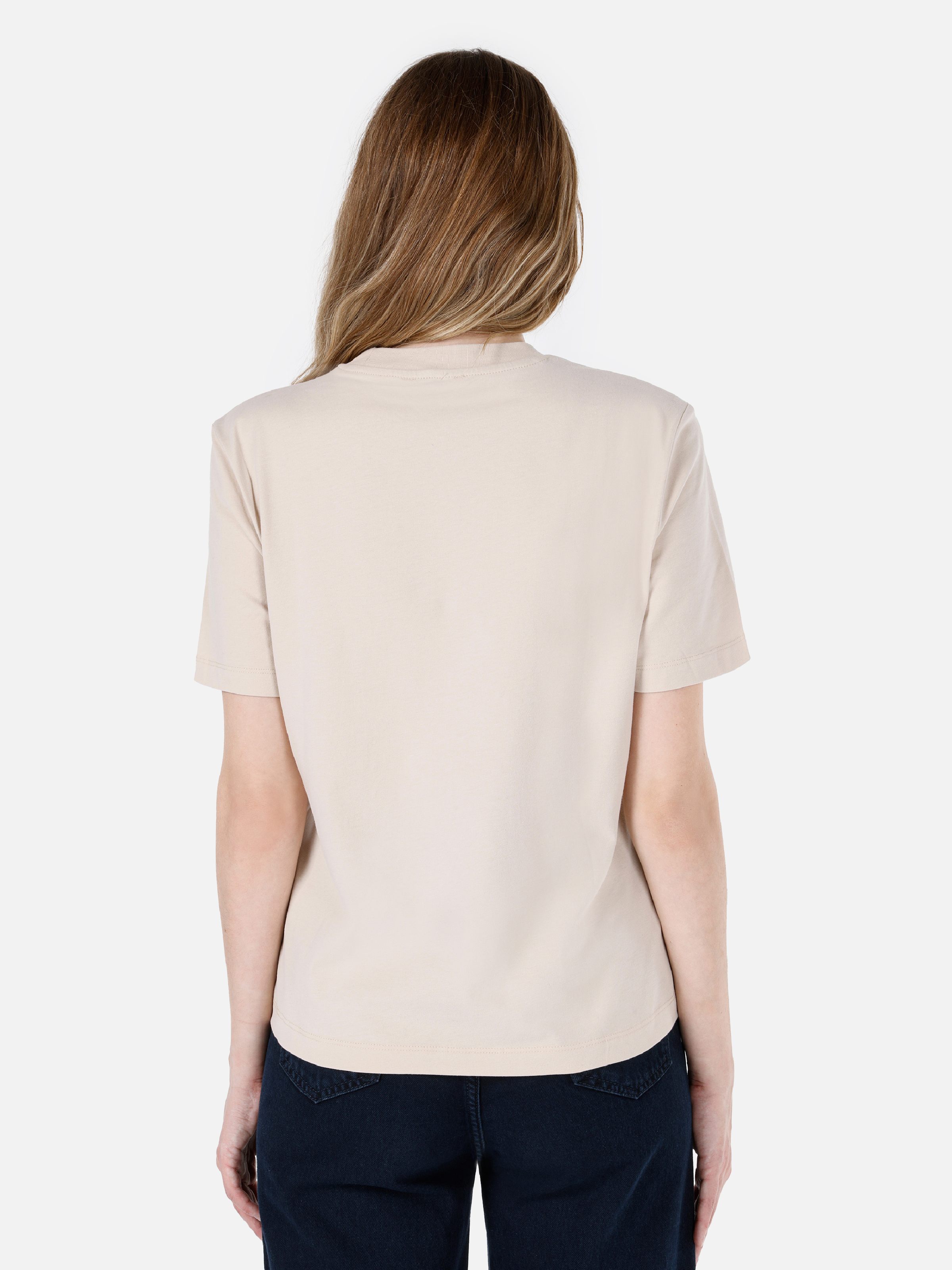 Afișați detalii pentru Tricou Cu Maneca Scurta De Dama Bej Regular Fit  Cl1068570