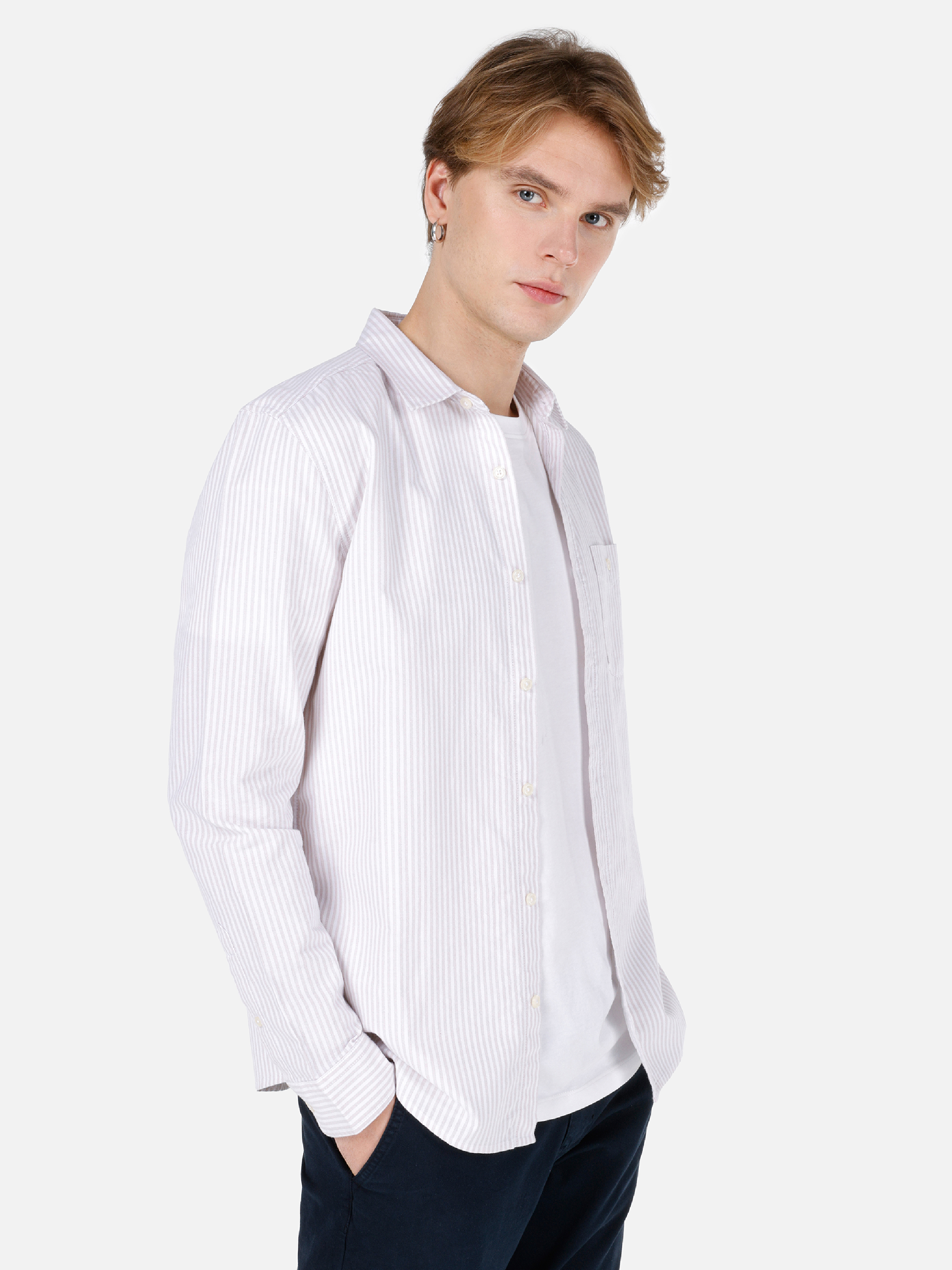 Afișați detalii pentru Camasa Cu Maneca Lunga De Barbati Bej Slim Fit  Cl1066850