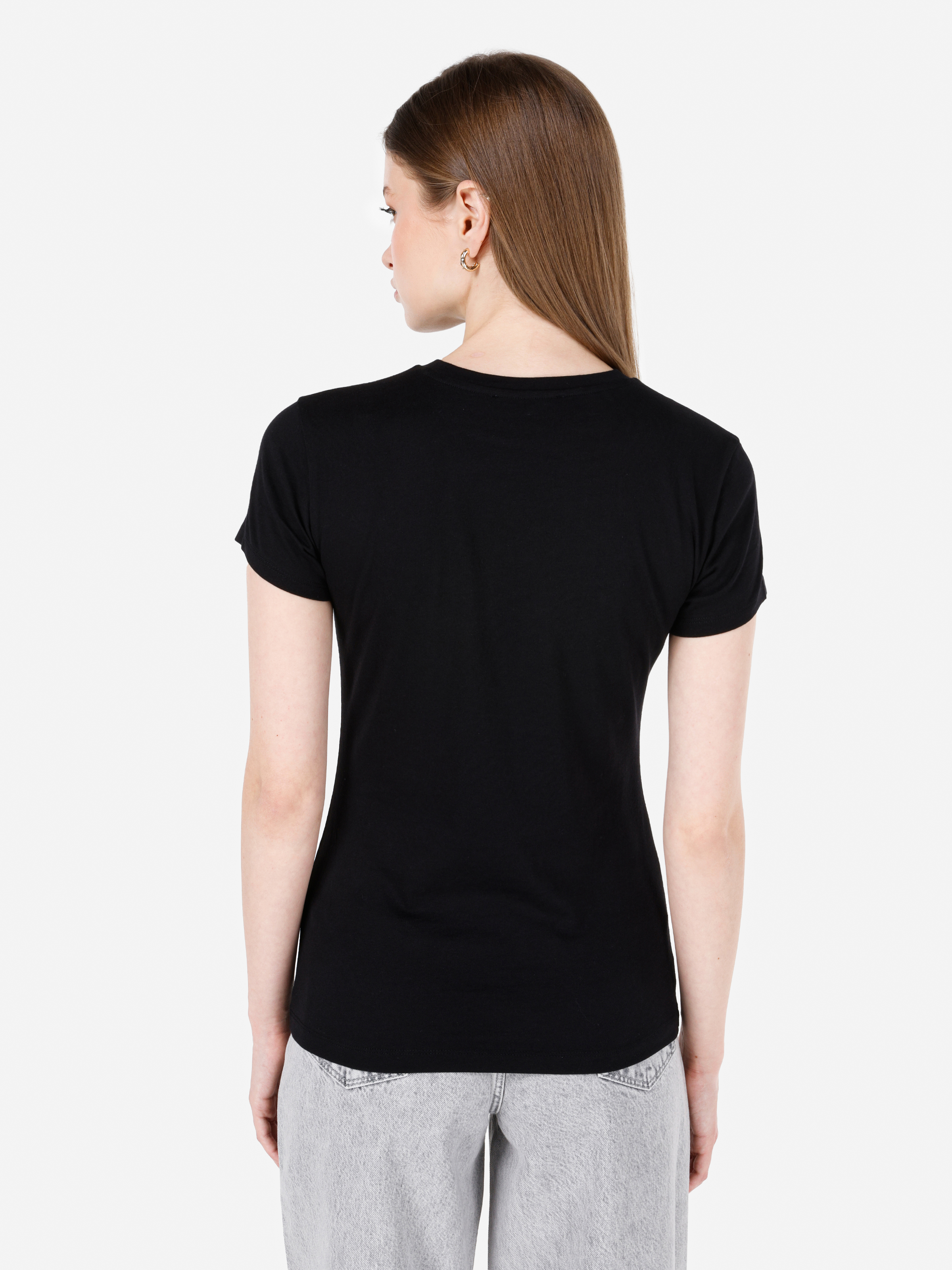 Afișați detalii pentru Tricou Cu Maneca Scurta De Dama Negru Slim Fit  Cl1068594