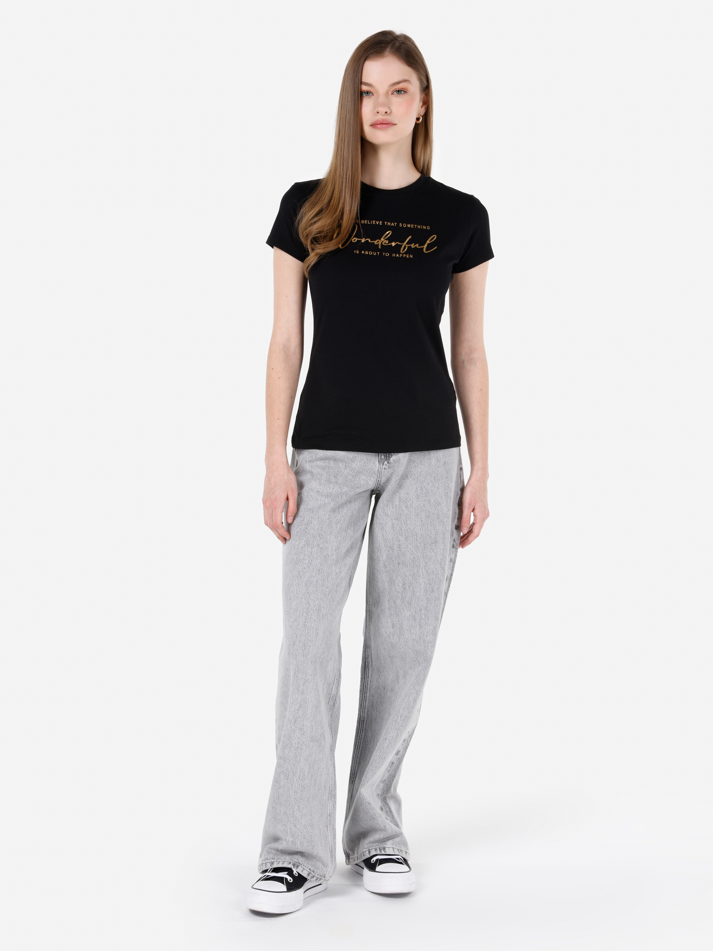 Afișați detalii pentru Tricou Cu Maneca Scurta De Dama Negru Slim Fit  Cl1068594