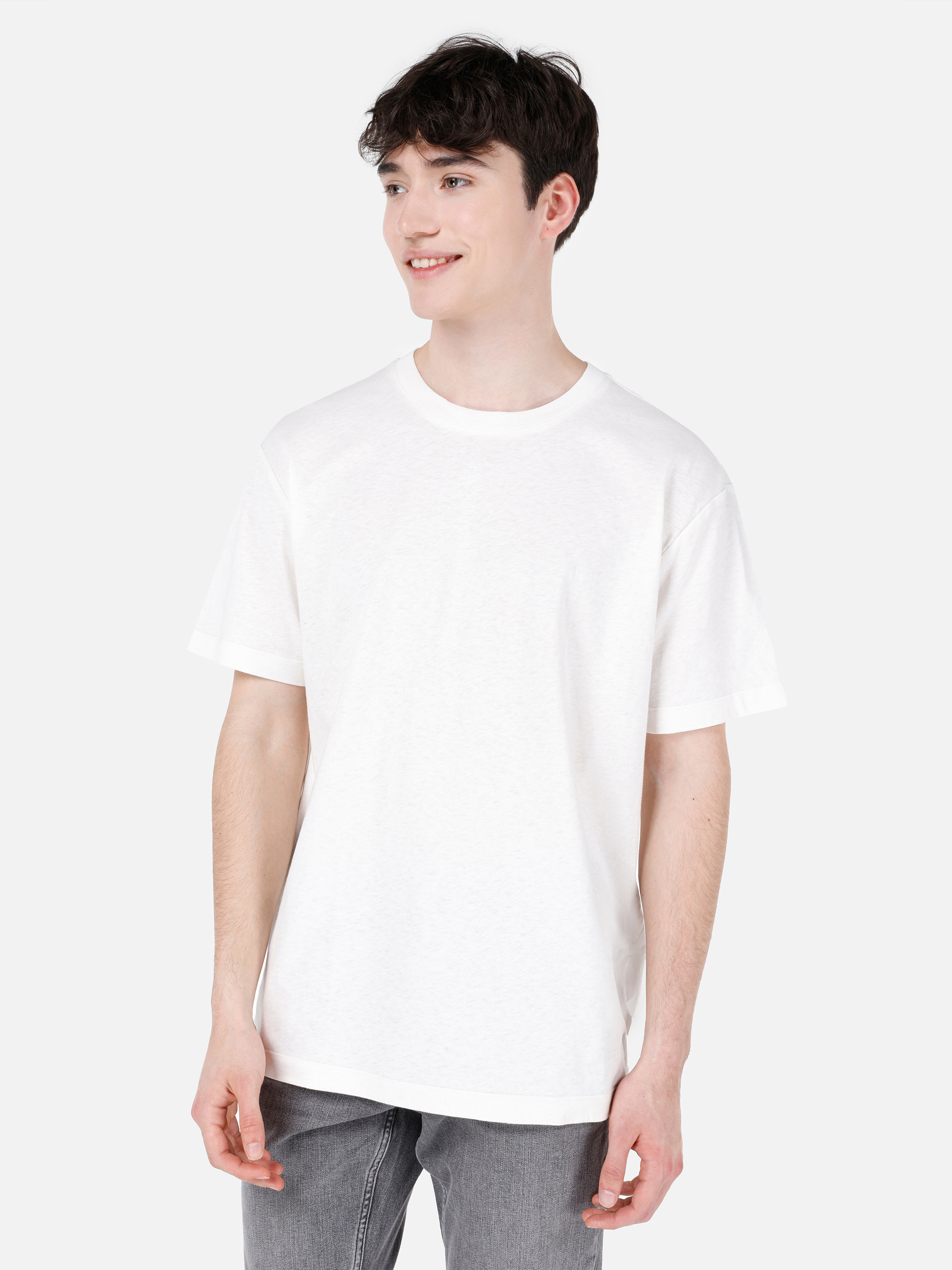 Afișați detalii pentru Comfort Fit Round Neck Drept Bărbați Alb Short Tricou Cu Mânecă Scurtă