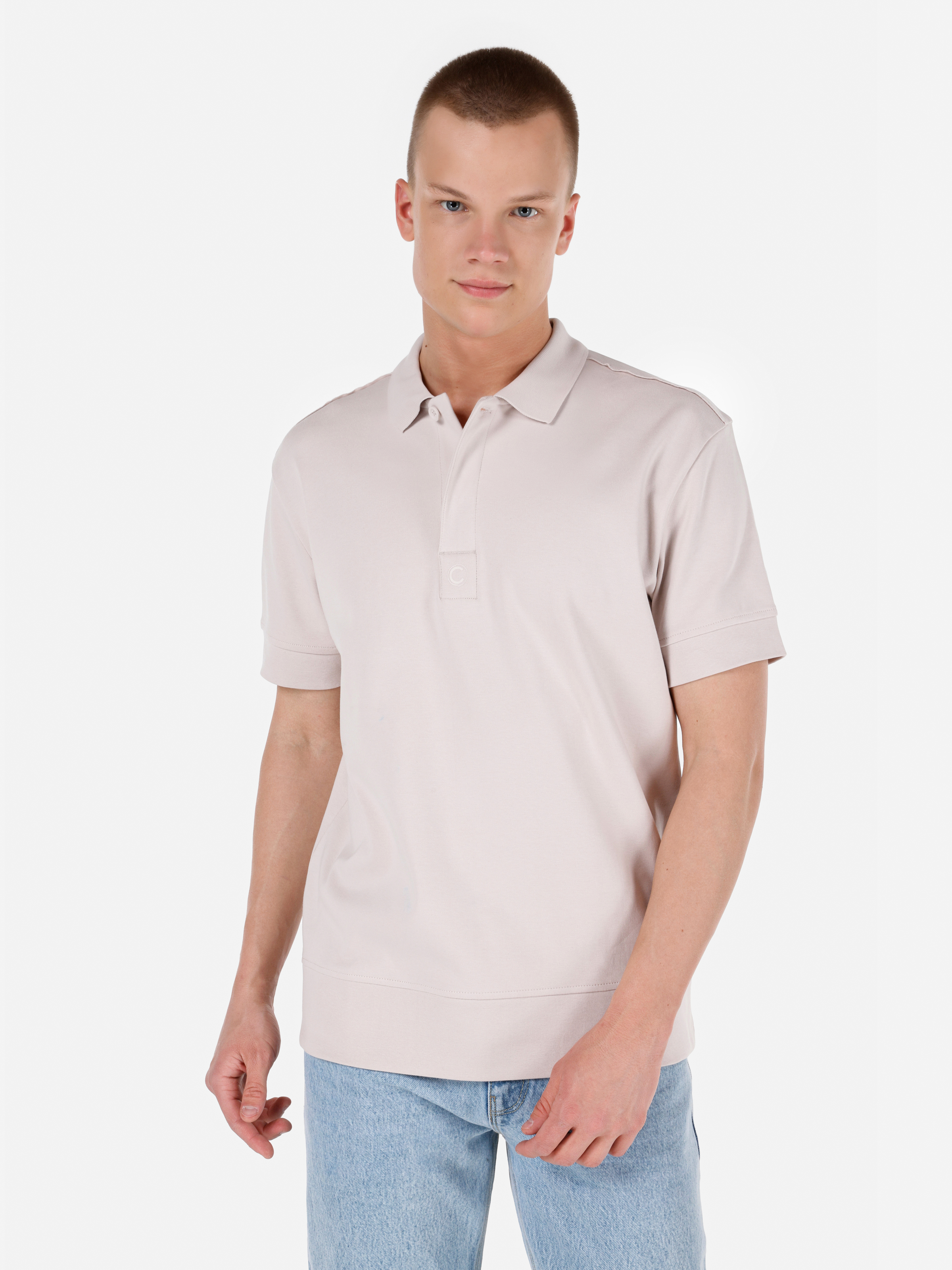 Afișați detalii pentru Tricou Polo Cu Maneca Scurta De Barbati Bej Comfort Fit  Cl1066820