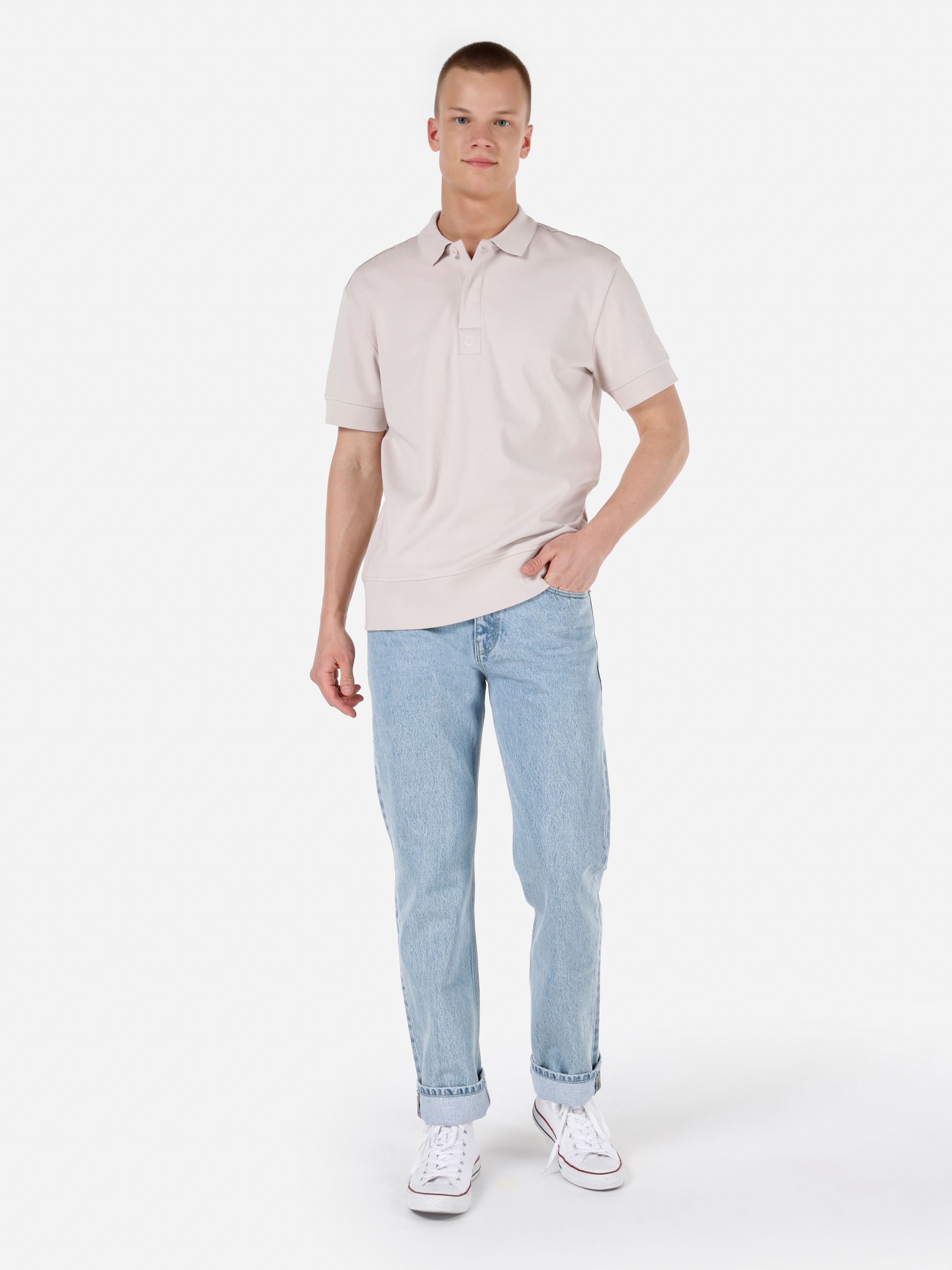 Afișați detalii pentru Tricou Polo Cu Maneca Scurta De Barbati Bej Comfort Fit  Cl1066820